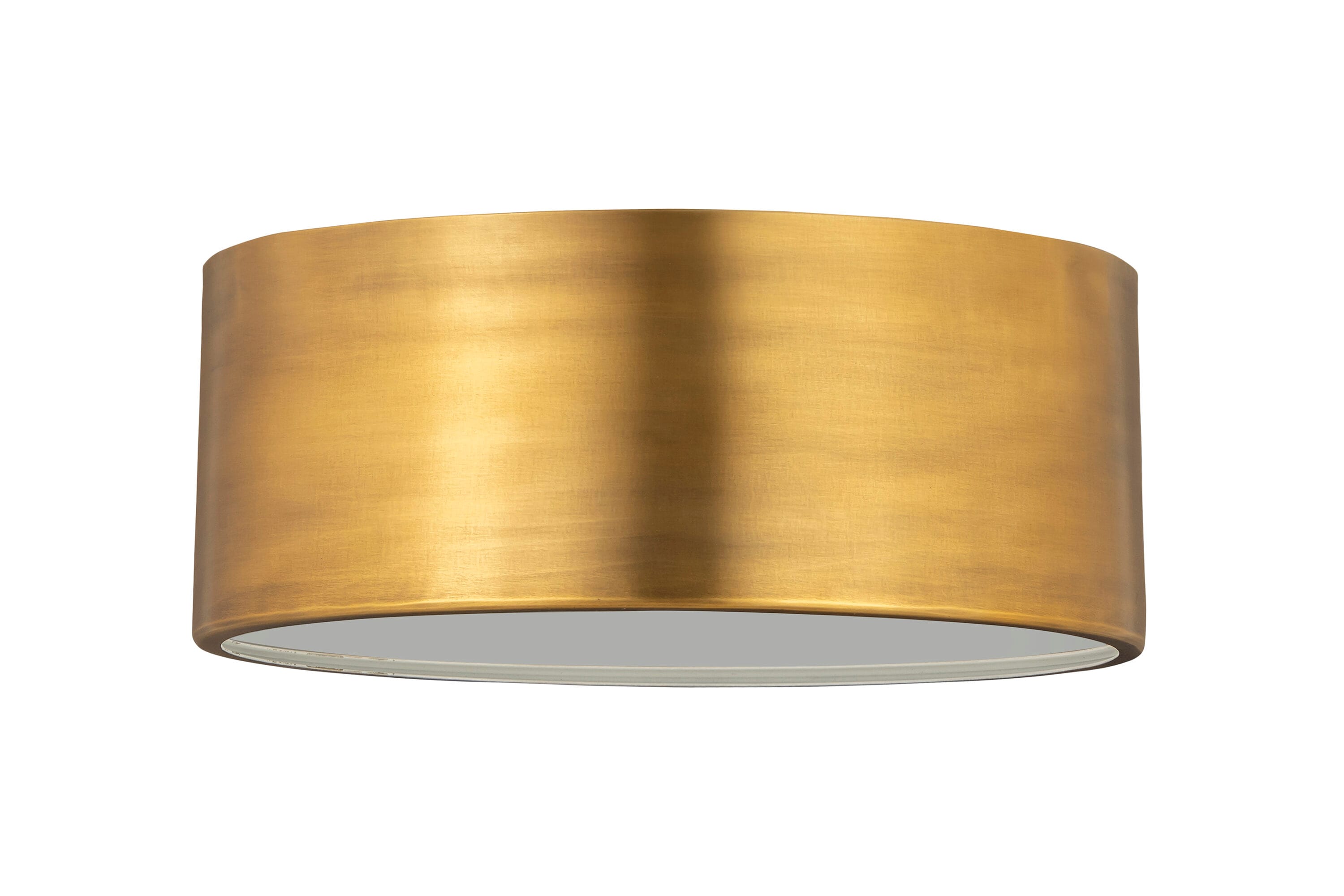 12" Rubbed Brass and Glass Drum LED Flush Mount Light