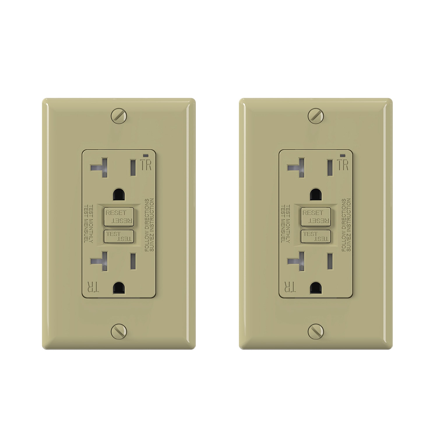ELEGRP  GFCI Outlet 20A Self-Test GFCI Electrical Outlet Tamper Resistant Receptacle w/Wall Plate UL Listed Ivory 2PC