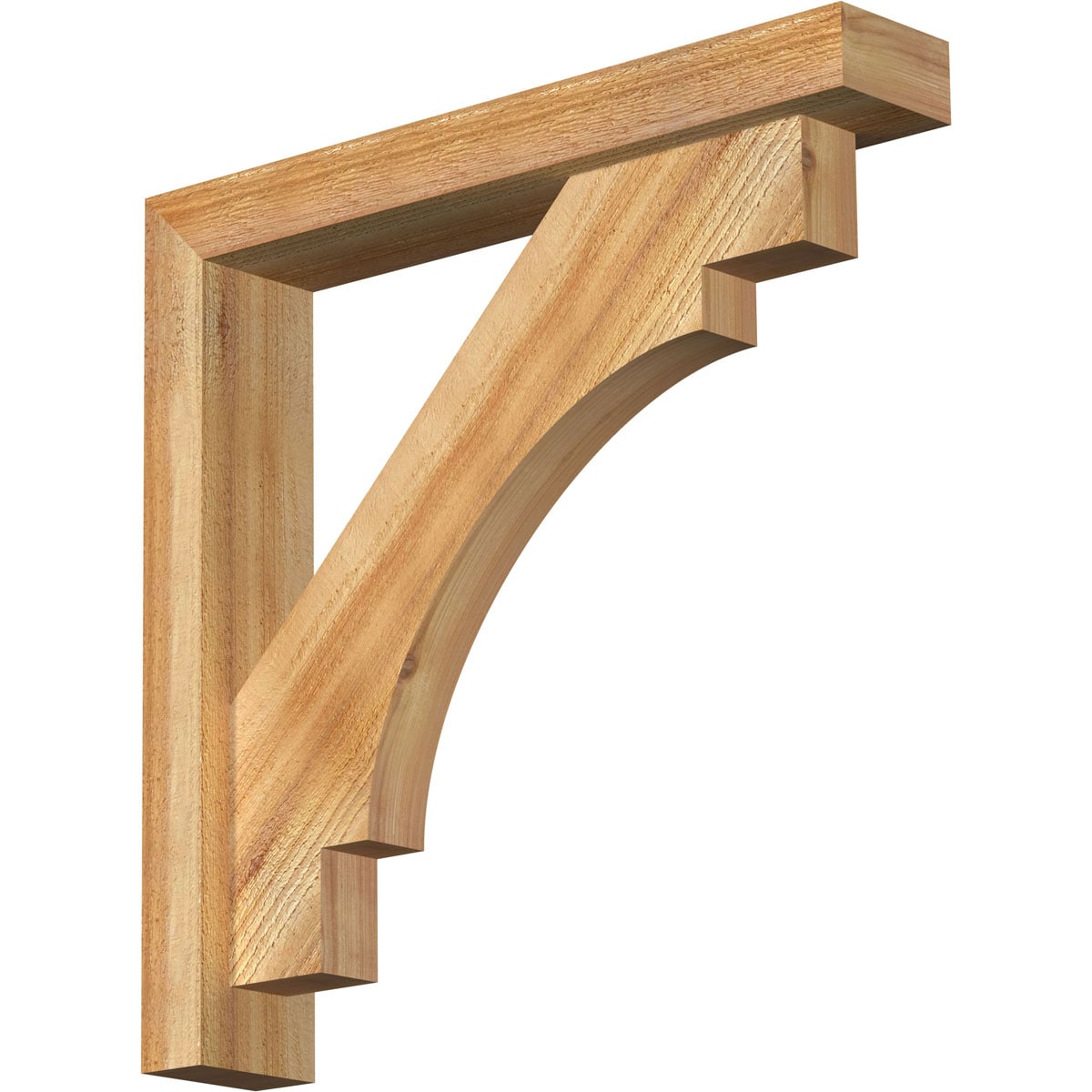 Ekena Millwork 1463020 Merced Block Rough Sawn Bracket with Offset Brace 4-in x 22-in x 22-in Western red cedar Brown Wood Standard bracket