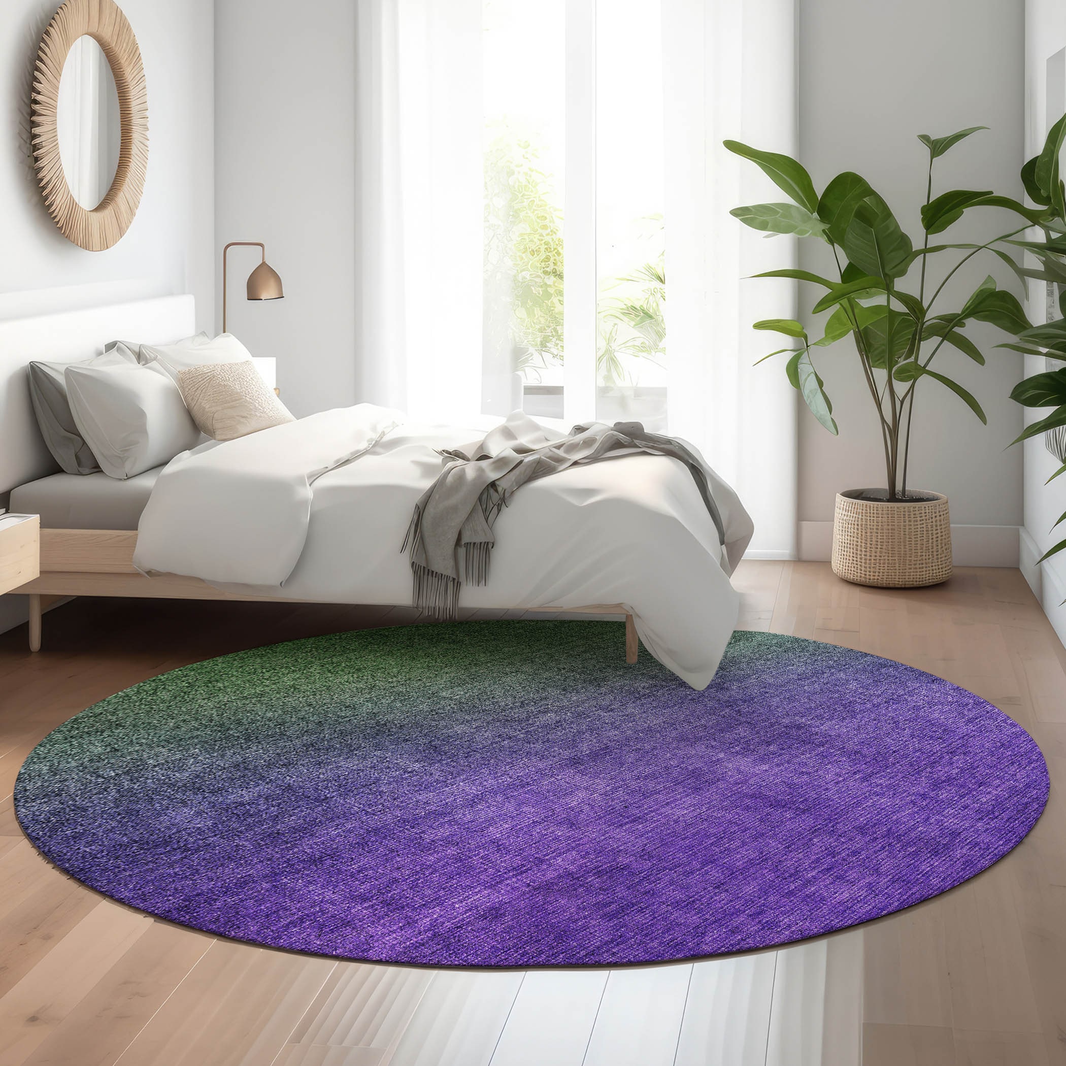 Addison Rugs AMF587GE8RO Mayfield AMF587GE 8 x 8 (ft) Loomed Polyester Green Round Indoor Geometric Machine washable Area rug