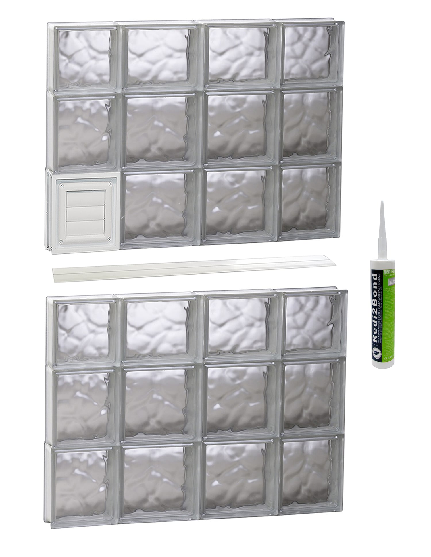 REDI2SET D2844DC Wavy Glass 27-in x 42-1/2-in Frameless Replacement Dryer vent Glass Block Window
