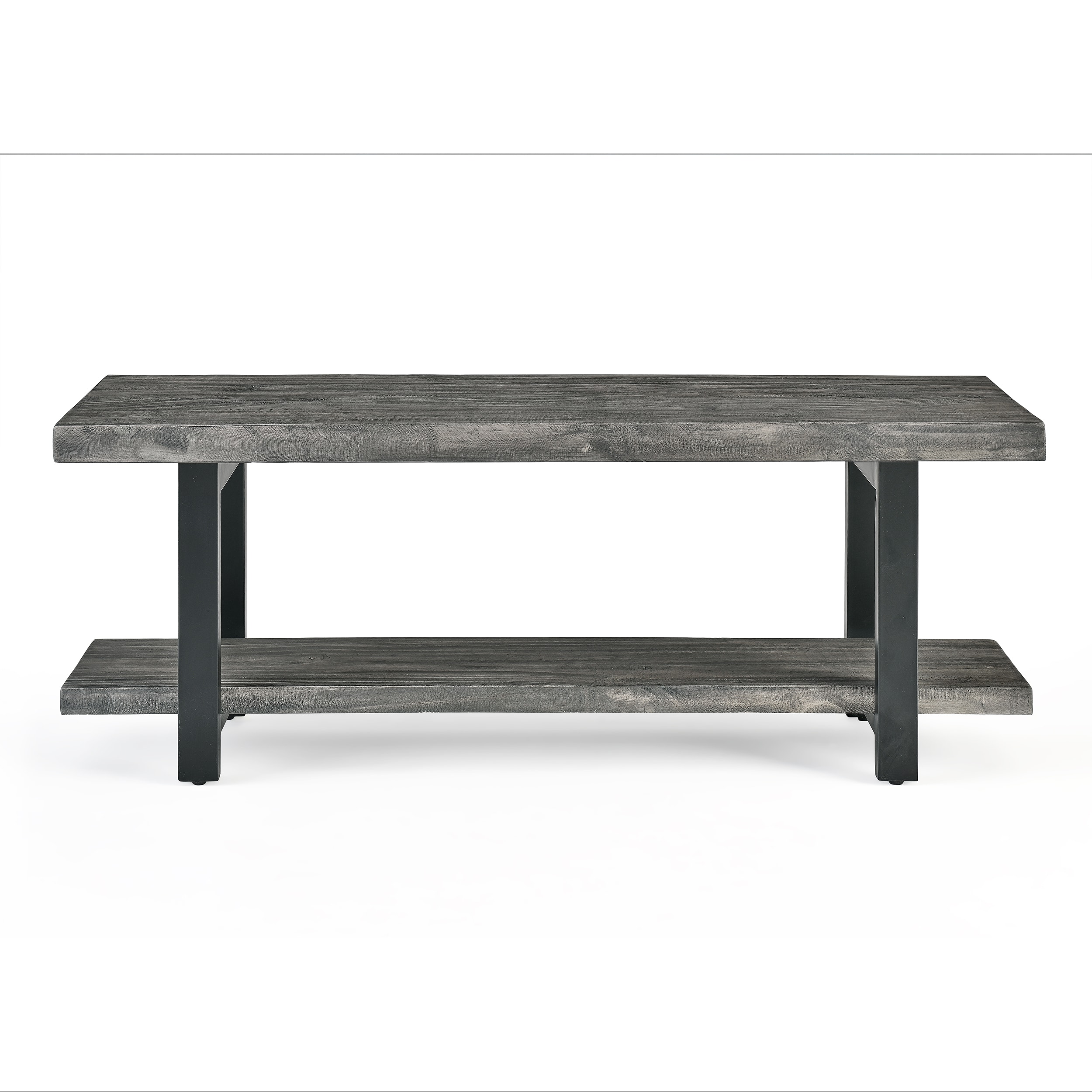 Pomona Slate Gray Metal and Reclaimed Wood Bench