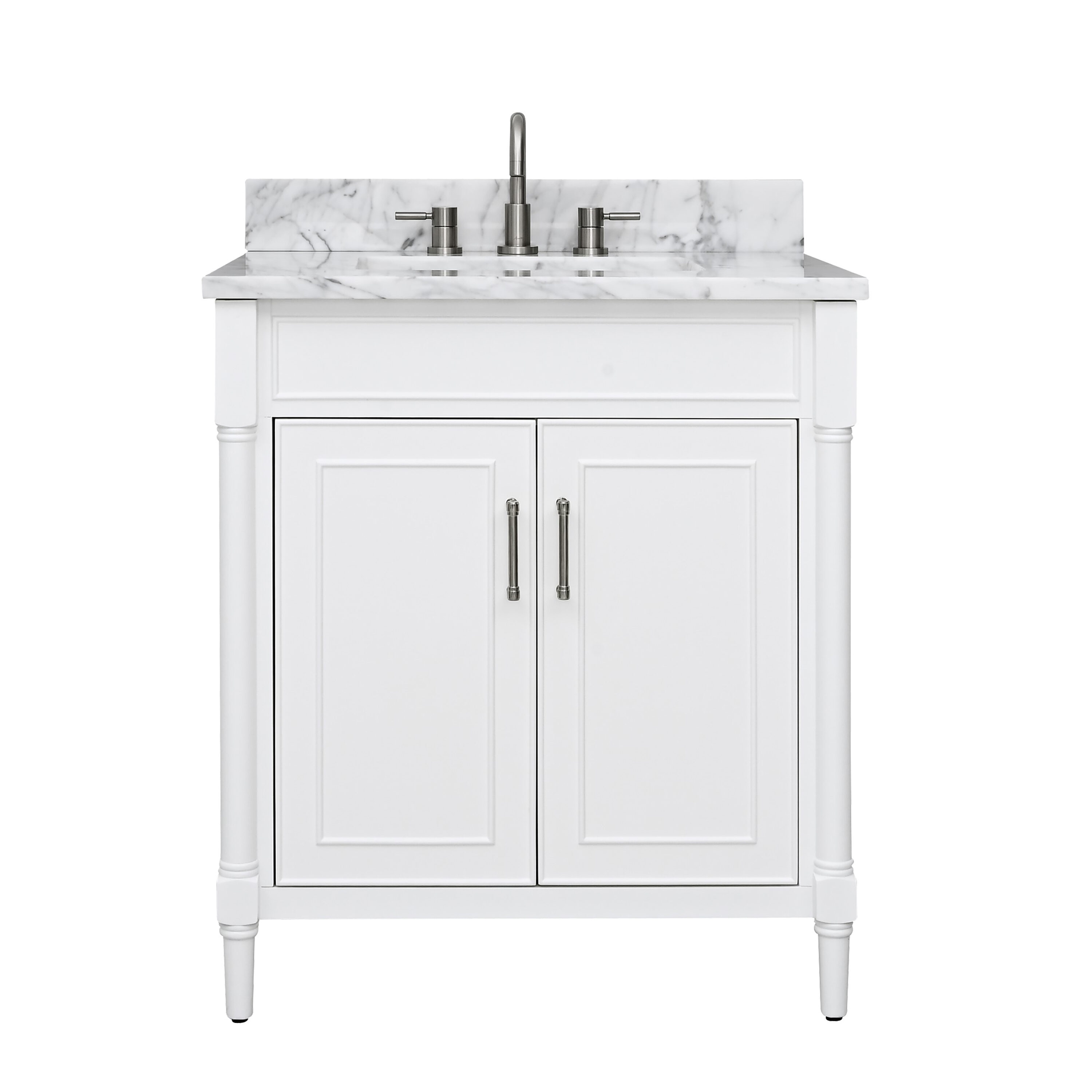 Avanity BRISTOL-VS31-WT-C 31-in White Undermount Single sink Bathroom Vanity with Carrara white Marble Top