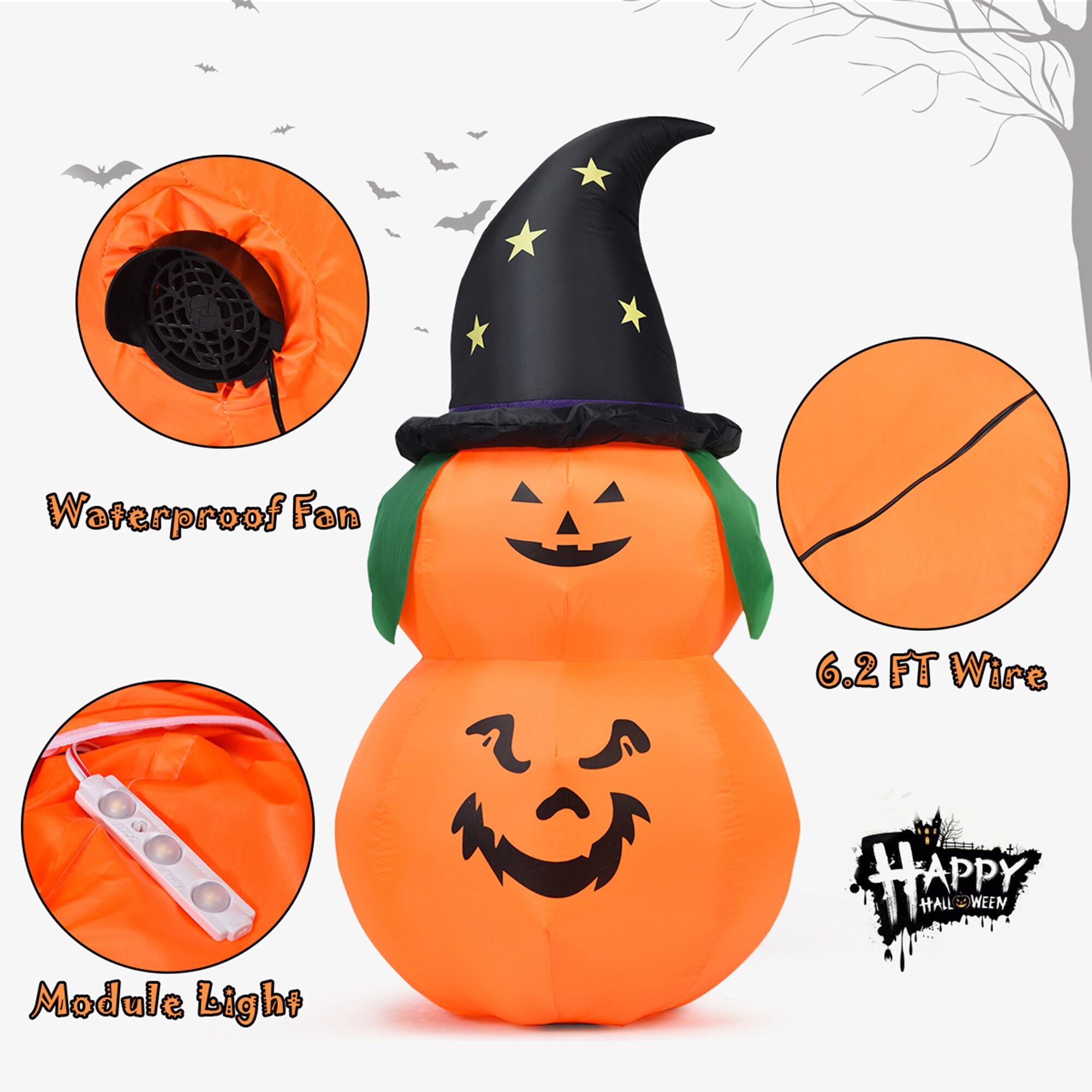 Goplus 4-ft Pre-Lit Happy Halloween Inflatable in the Outdoor Halloween  Decorations & Inflatables department at