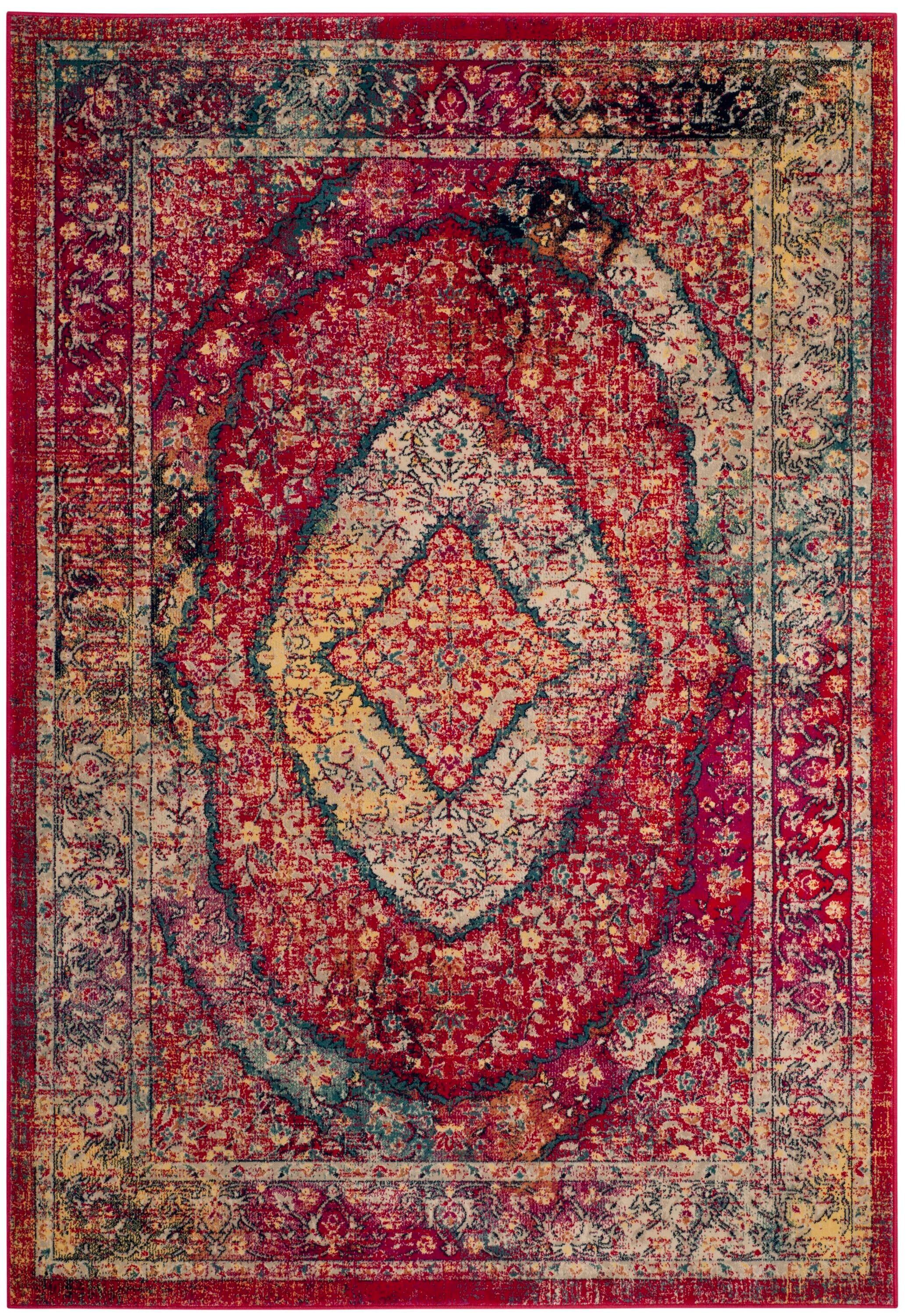 Safavieh EVK518K-4 Evoke Cass 4 x 6 (ft) Loomed Synthetic Fuchsia/Ivory Rectangular Indoor Distressed/Overdyed Vintage Area rug