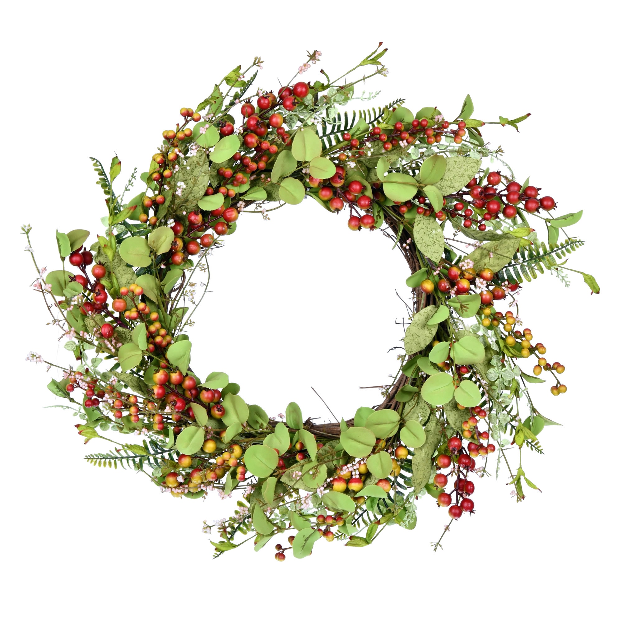 Vickerman FT190824 24-in Green Indoor Mixed Greenery Artificial Wreath