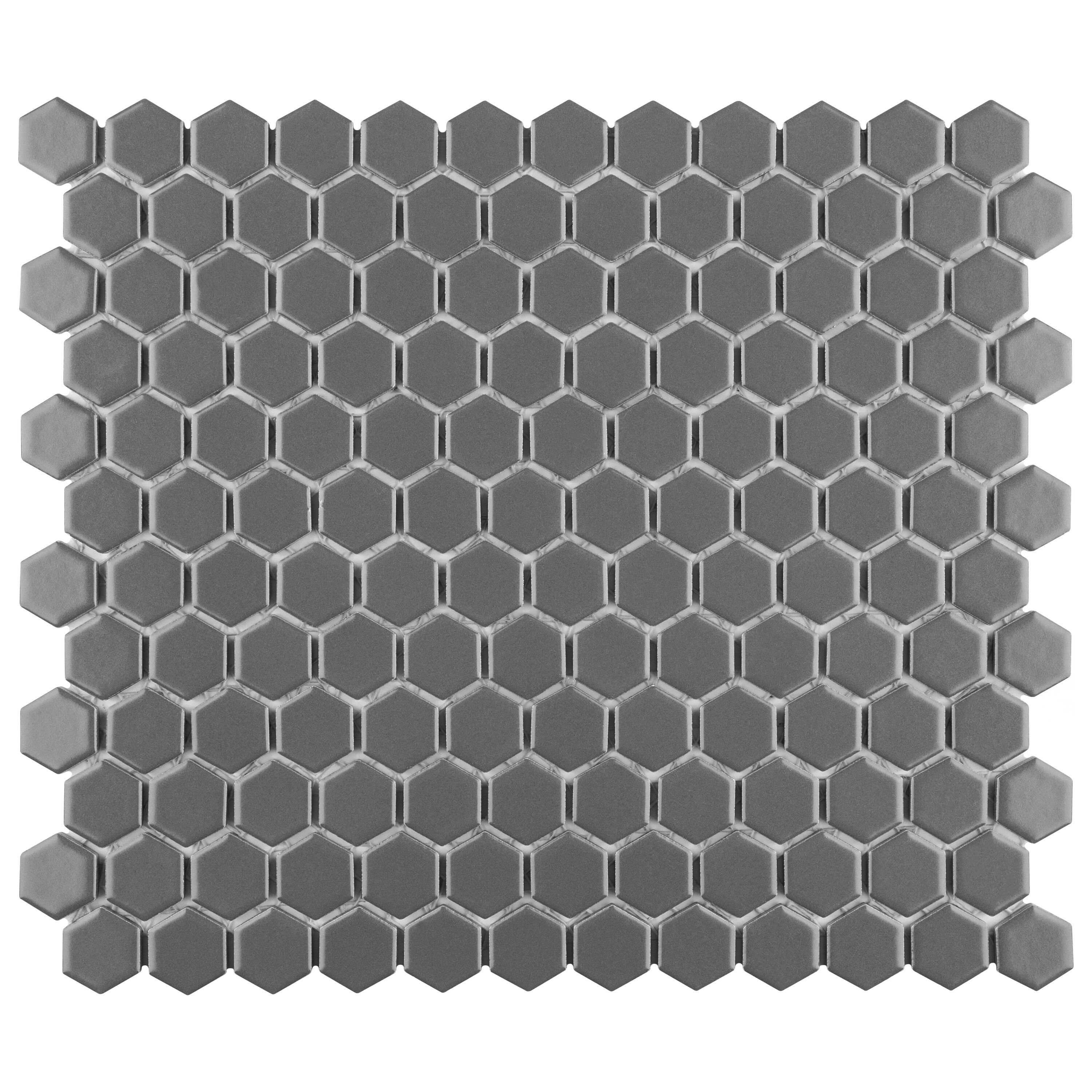 Affinity Tile S1FWRM1HMG (Sample) Metro 1 in. Hex Matte Grey 6-in x 6-in Matte Porcelain Honeycomb Mosaic Tile