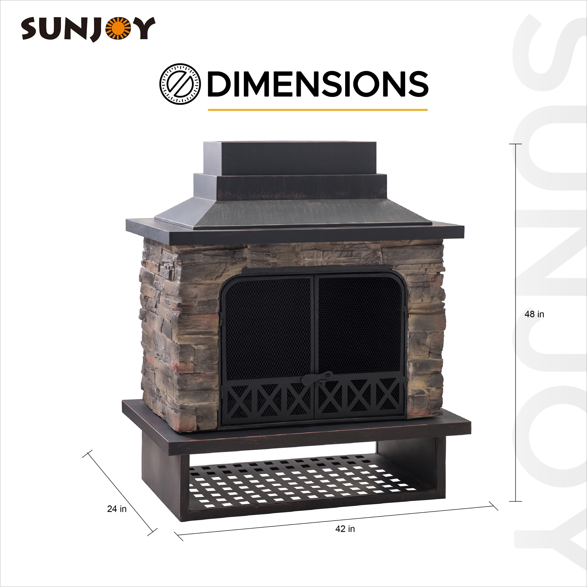 Sunjoy Black with Brown Accents Steel Outdoor Wood-Burning 