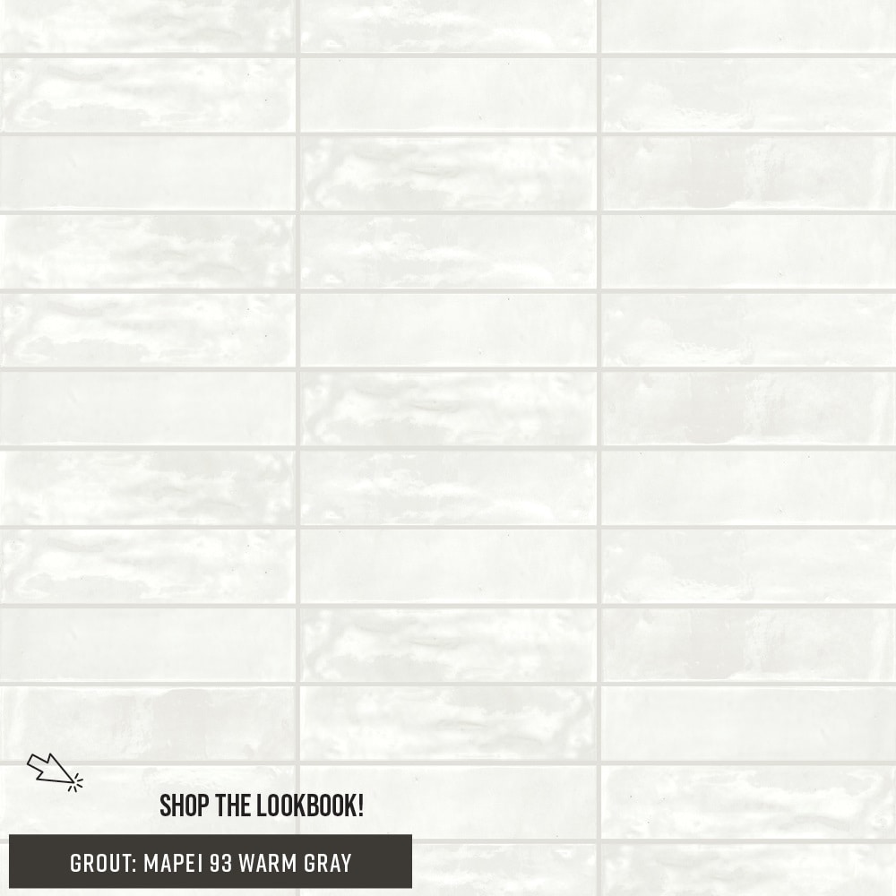 STAINMASTER SM52RCT28MBGLLW Zellige-style White 2-in x 8-in Glossy Porcelain Subway Standard Wall Tile ( 0.111-sq ft Piece
