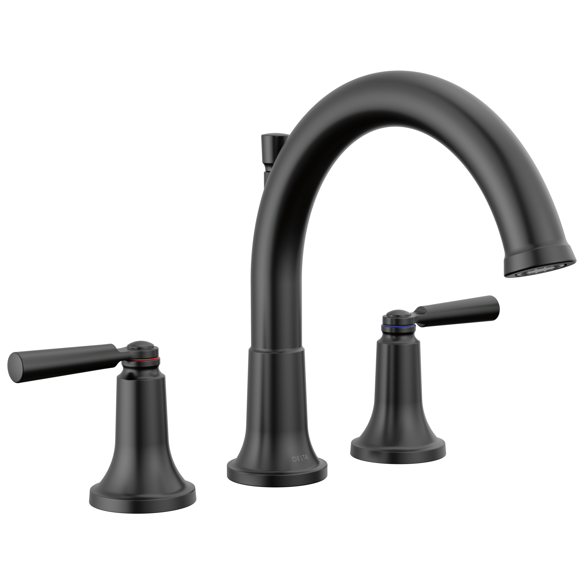 Delta T2735-BL Saylor Matte Black 2-handle Deck-mount Roman Mid-arc Bathtub Faucet