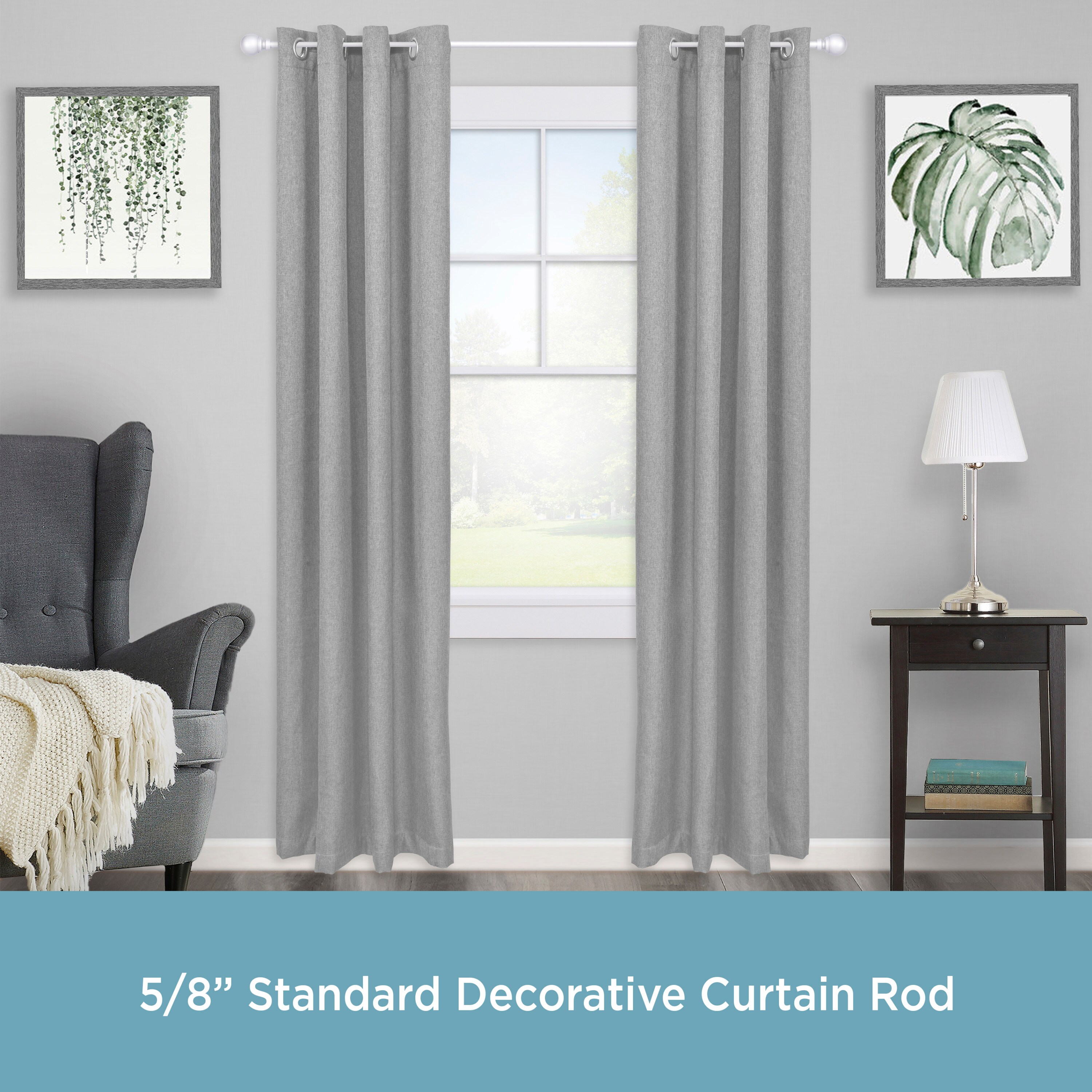 Satin Nickel Adjustable Decorative Curtain Rod 28-48"