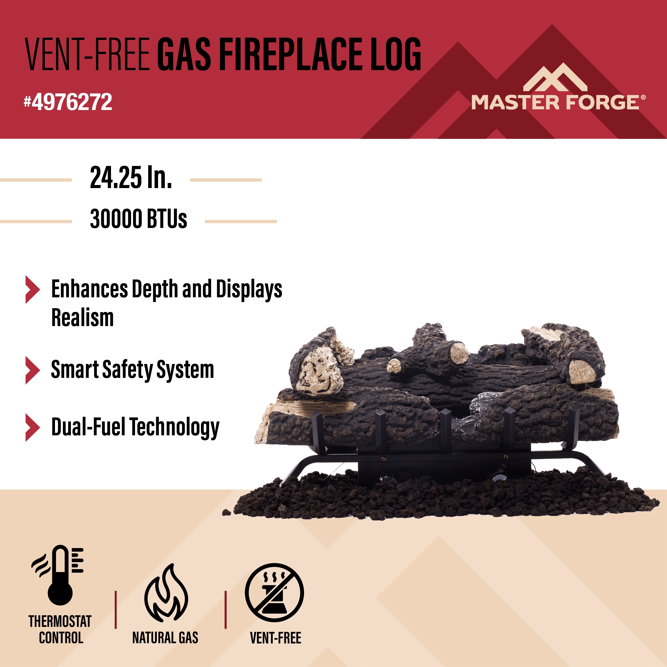 Master Forge VFL3-RW24DTL Gas-Logs - View #2