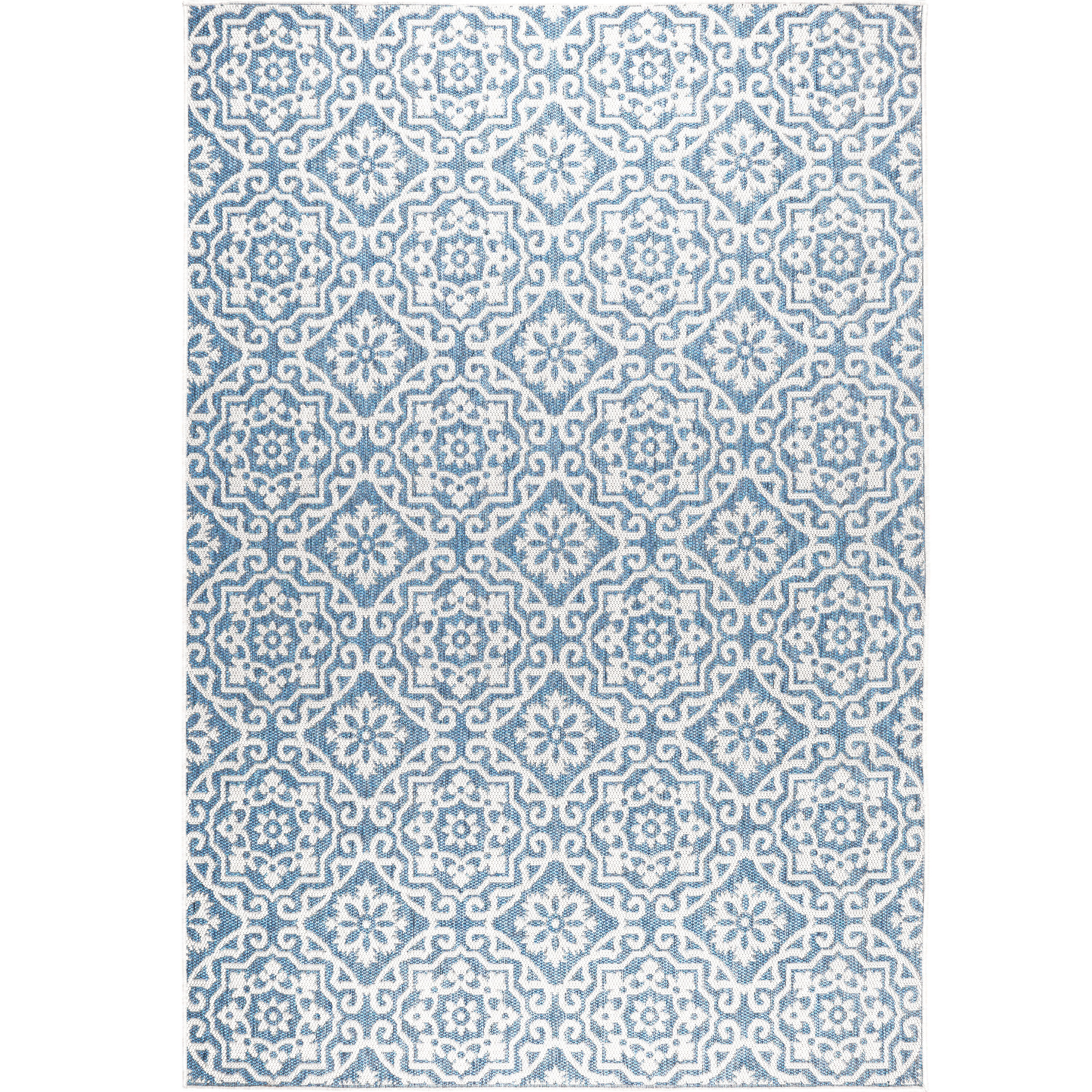 Nicole Miller 5-6681-340 Loomed Polypropylene Blue/Gray Rectangular Indoor/Outdoor Geometric French Country Area rug