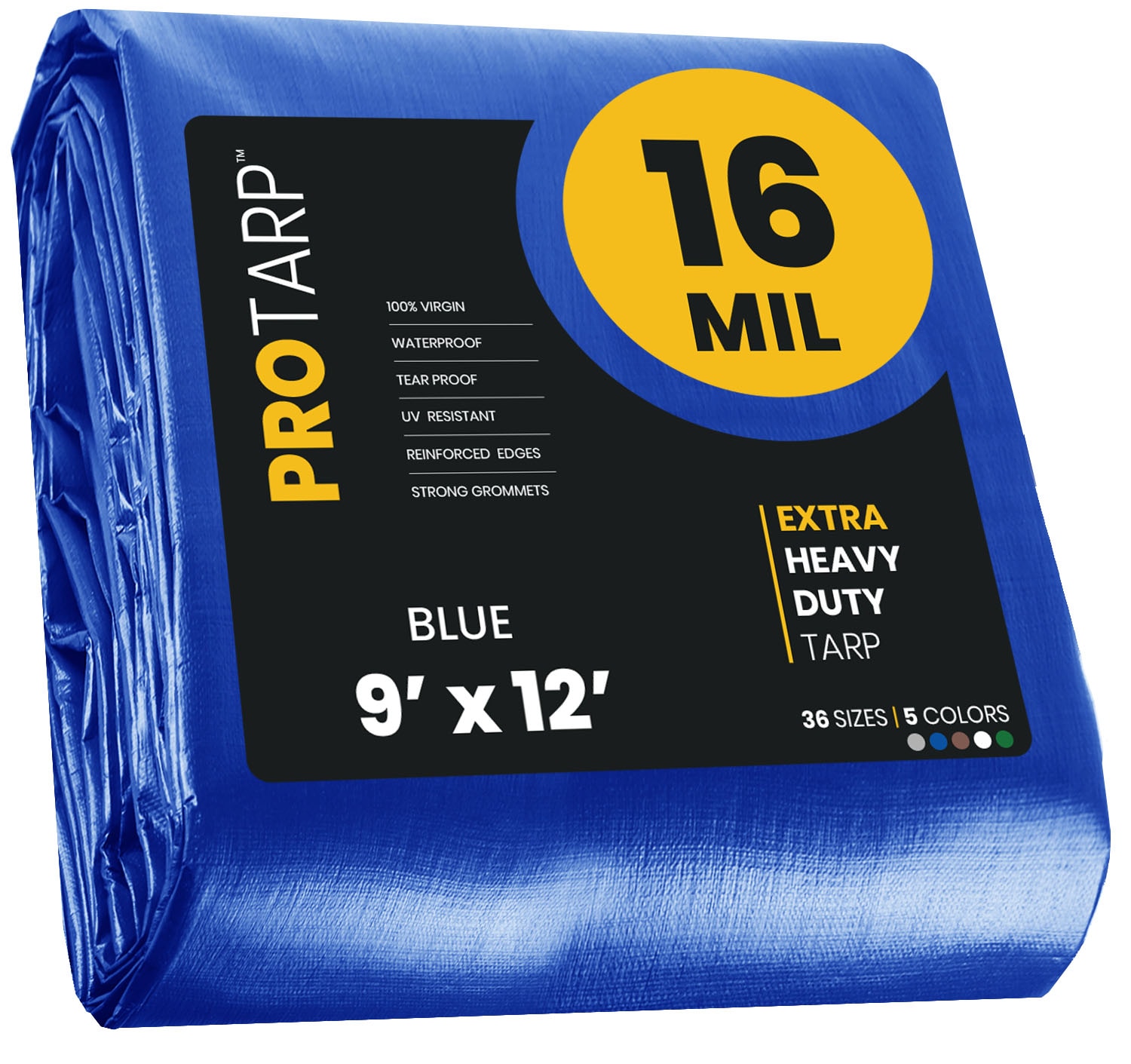 PROTARP PT-105-9X12 9-ft x 12-ft Blue Waterproof Commercial Polyethylene 16-mil Tarp