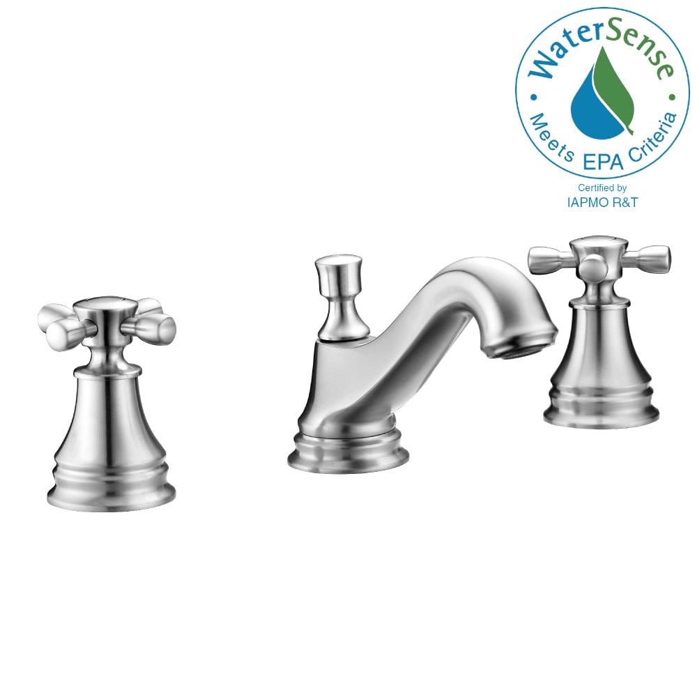ANZZI L-AZ007BN Melody Brushed nickel Widespread 2-handle WaterSense Mid-arc Residential Handle Bathroom Sink Faucet