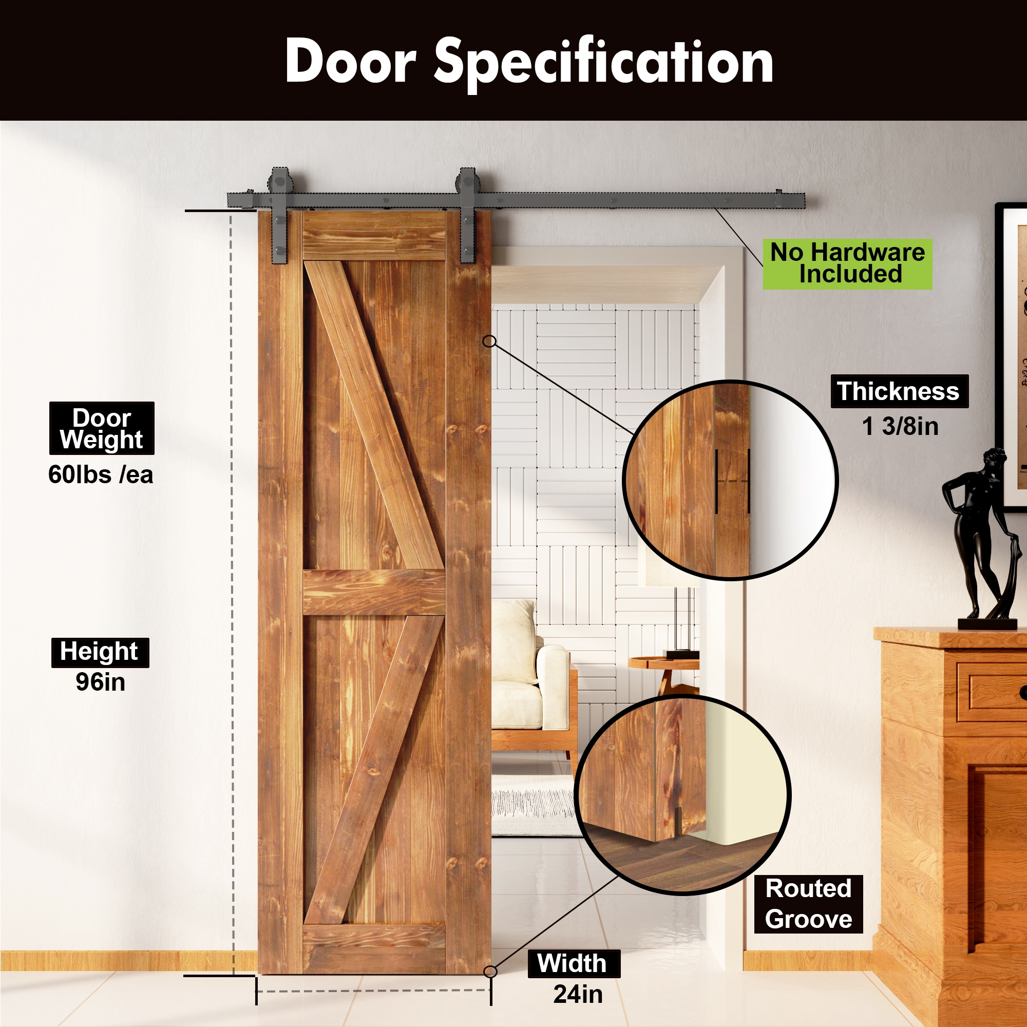 HOMACER 2496-K-EA Barn-Doors - View #3