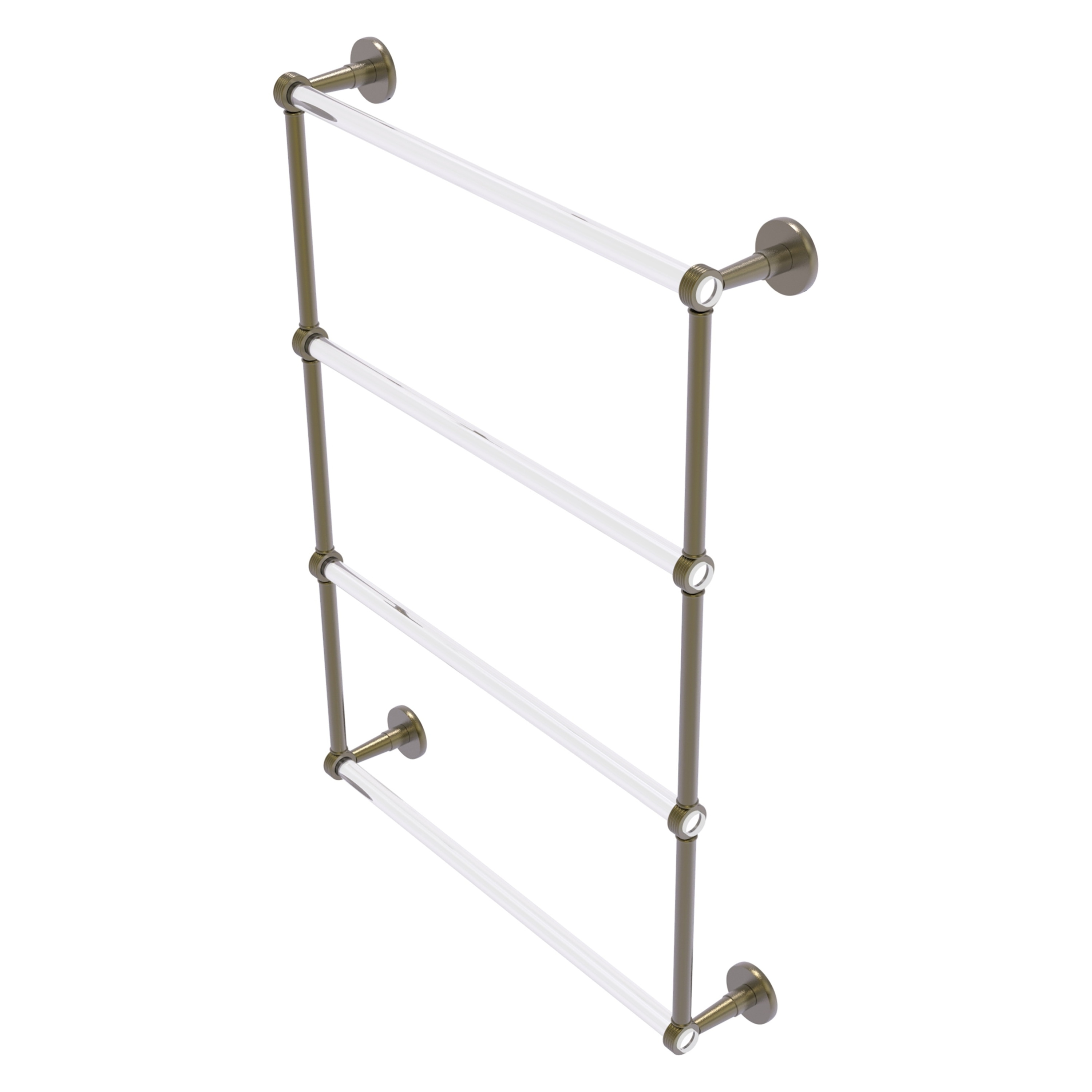 Allied Brass CV-28G-24-ABR Clearview 24-in double Antique Brass Wall mount 4-tier Towel Bar
