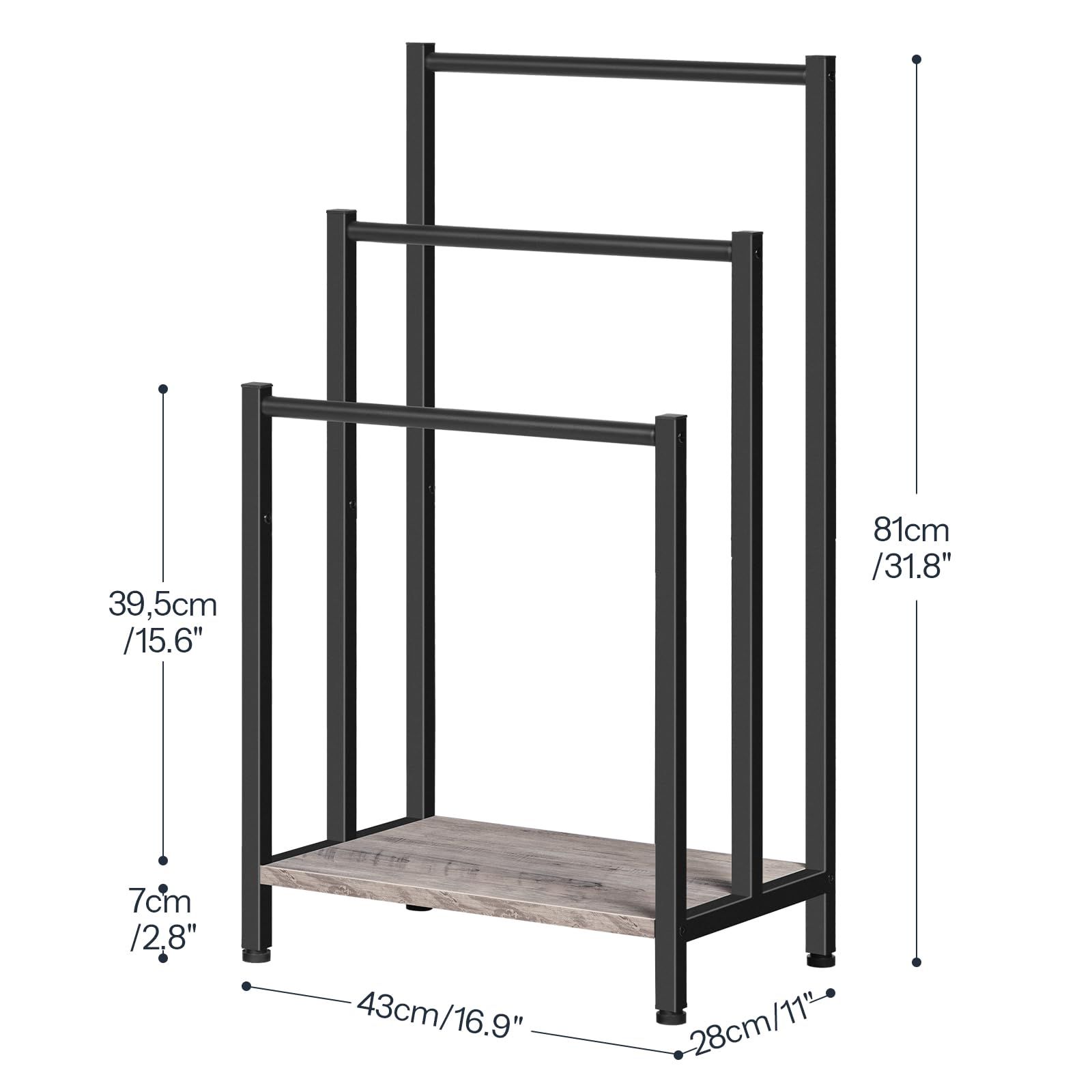 Slickblue Freestanding Greige 3 Bar Floor Towel Rack Stand with Storage ...