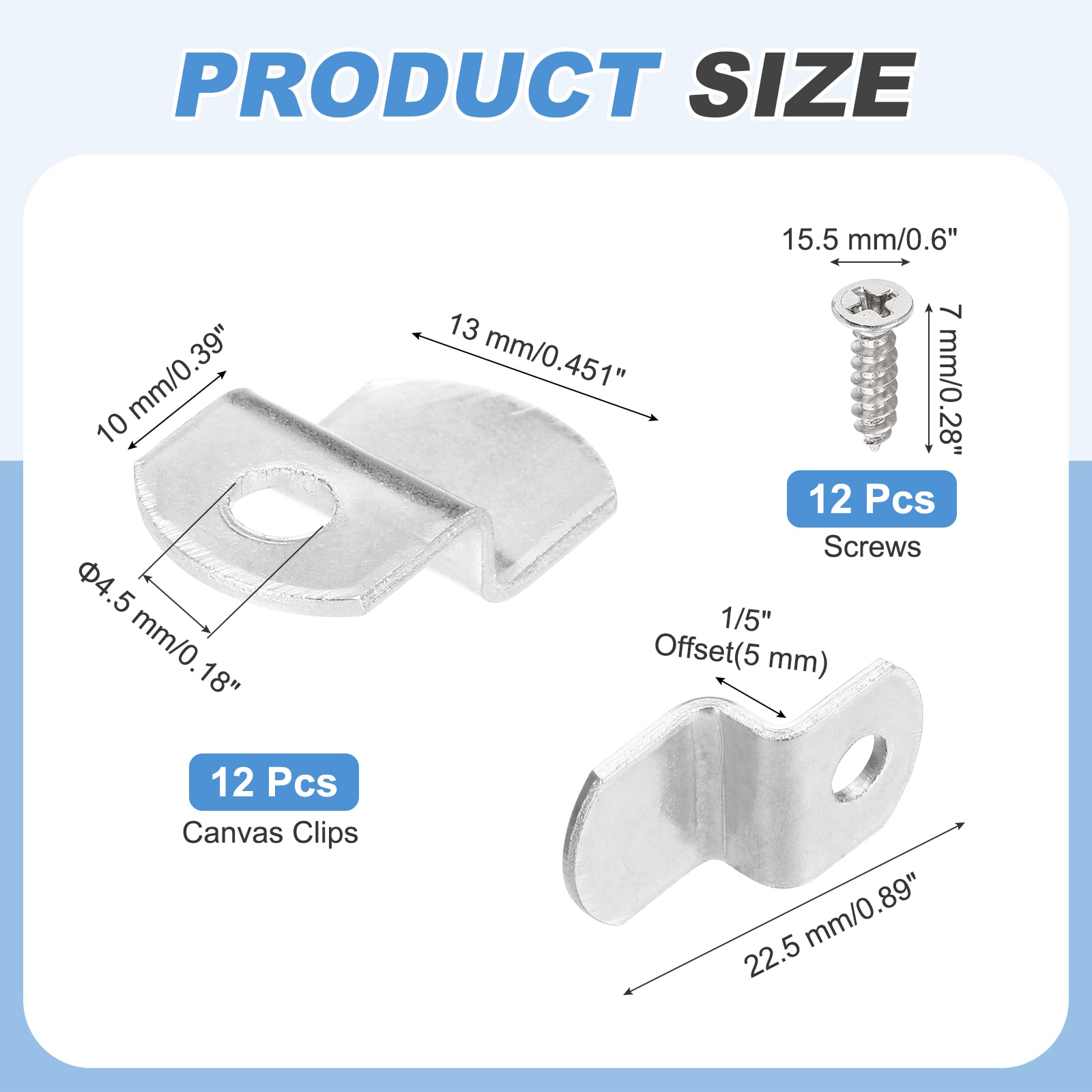 PATIKIL 12pcs 1/5-Inch Offset Canvas Clips Metal Picture Framing Mirror ...