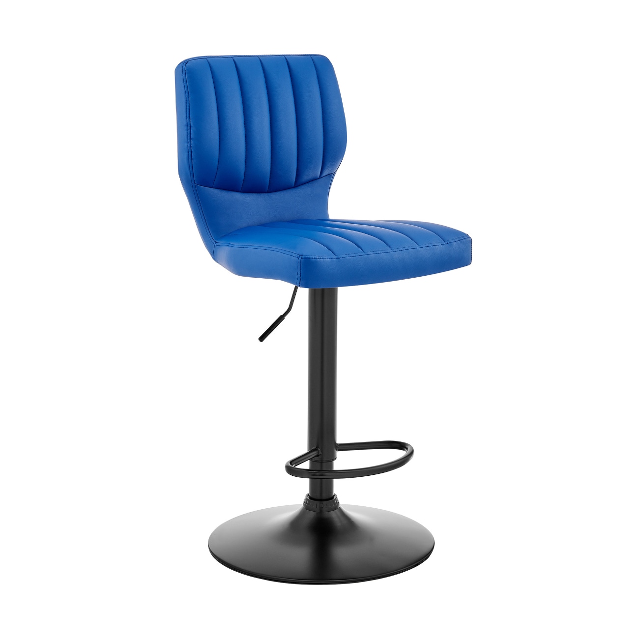 Blue 25-in H Counter height Upholstered Swivel Metal Bar Stool Back | - HomeRoots 4000476896