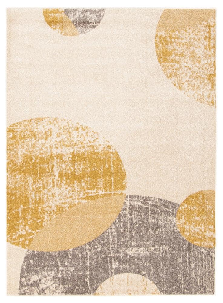 ECARPETGALLERY 345665 Bellagio 5 x 7 (ft) Loomed Polypropylene Ivory/Gold Rectangular Indoor Abstract Mid-Century Modern Area rug