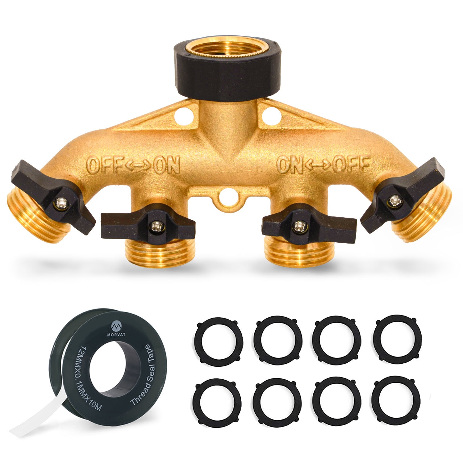 Morvat RG-BCONECTOR-4 Brass 4 -Way Full -Flow Water Shut-Off