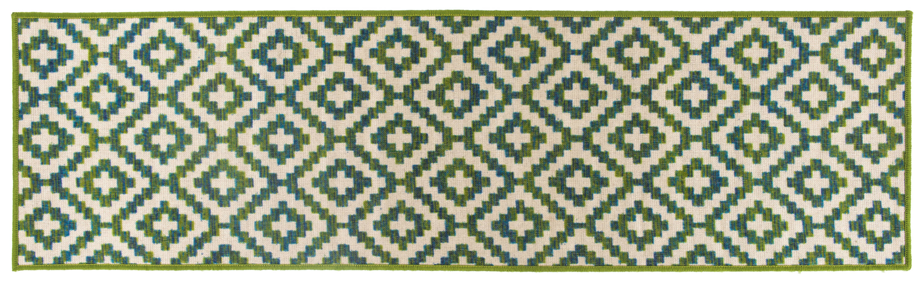 World Rug Gallery 9017GREEN2X7 Ravenna 2 x 7 (ft) Loomed Nylon Green Rectangular Indoor/Outdoor Geometric Global Area rug