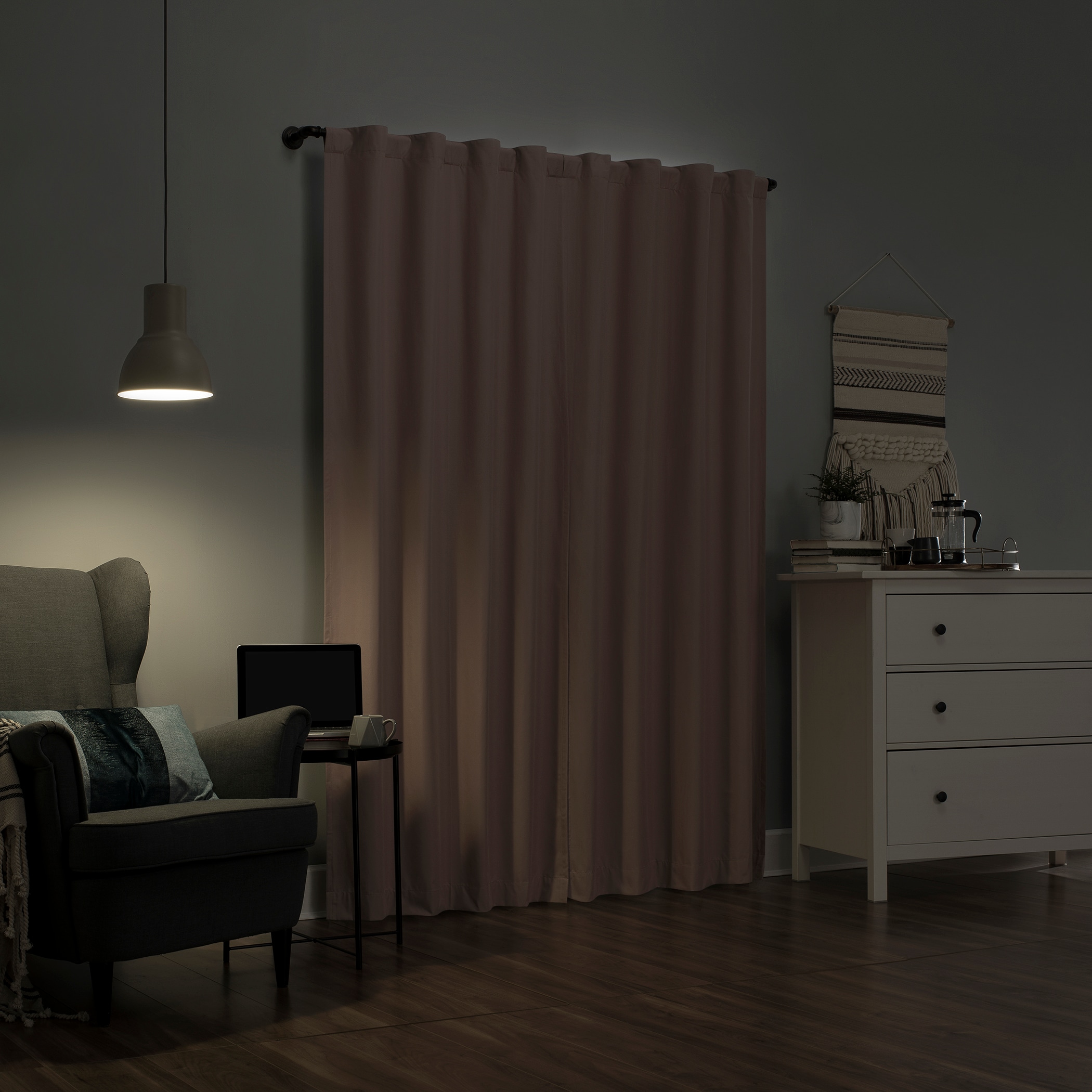 Blush Polyester Blackout Thermal Back Tab Curtain Panel