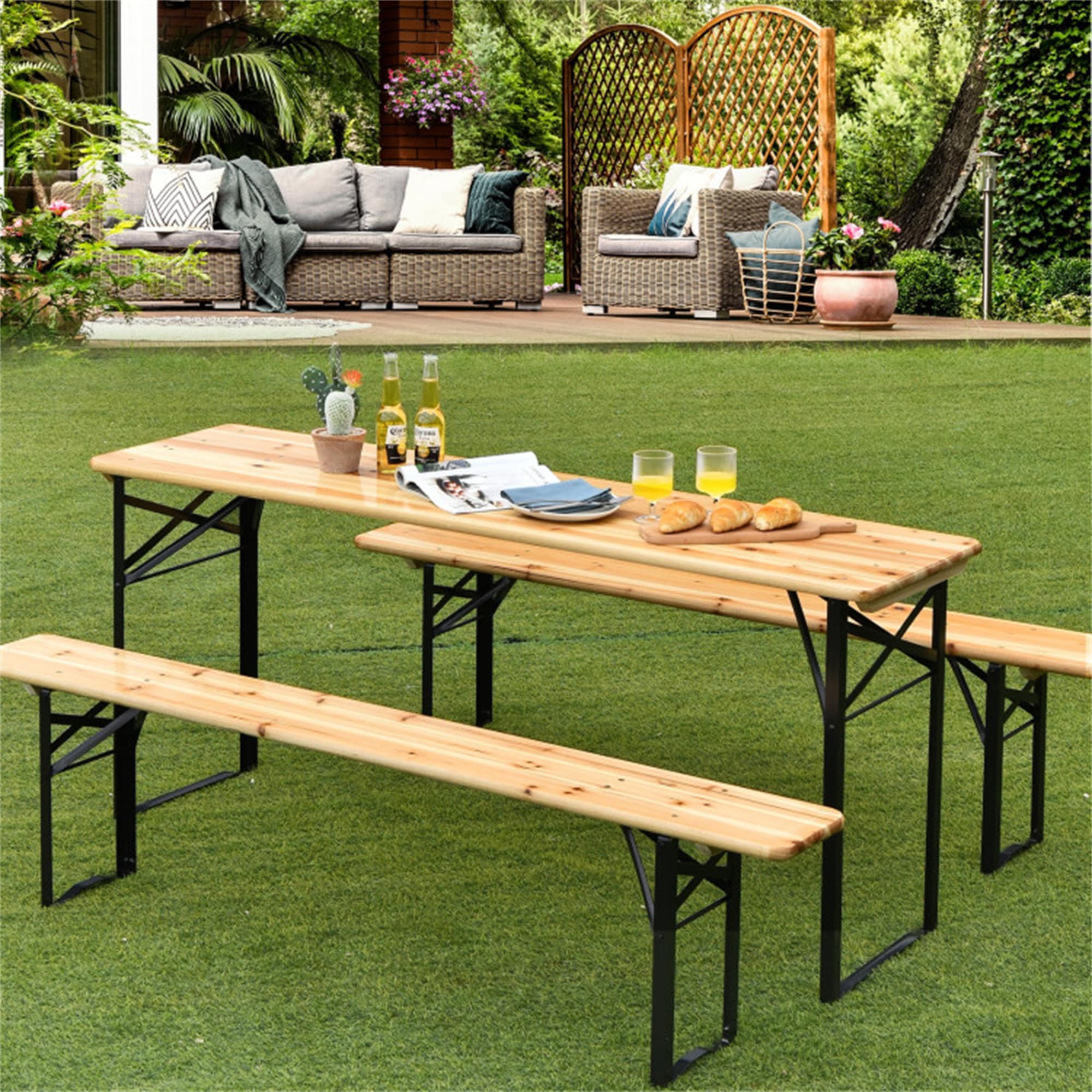 BABOOM BOM-0381-CF-CO 69-in Brown wood Rectangle Folding Picnic Table