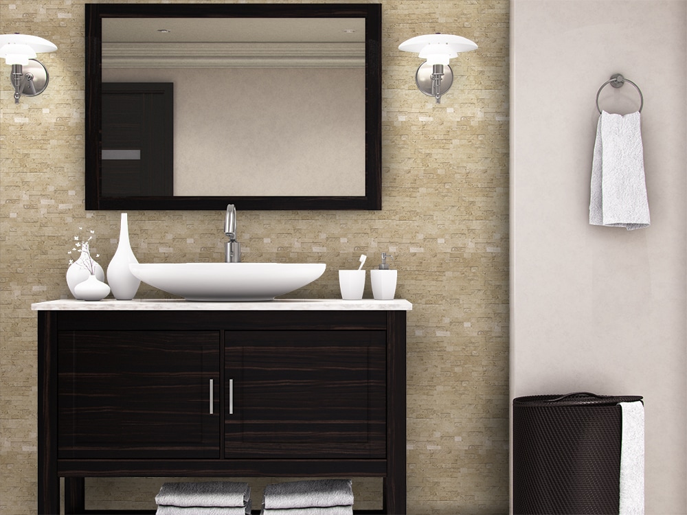 Peel&Stick Mosaics Peel and Stick Stacked Travertine 12-in x 12-in Multi-Finish Natural Stone Travertine Linear Mosaic Peel & Stick Tile