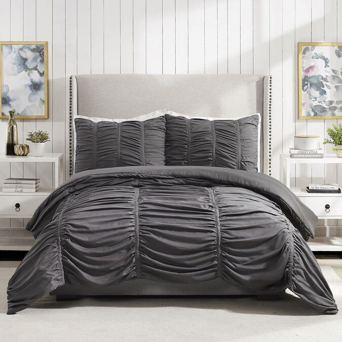 King Comforter Set In The Bedding Sets, Gray Ruffle King Bedding