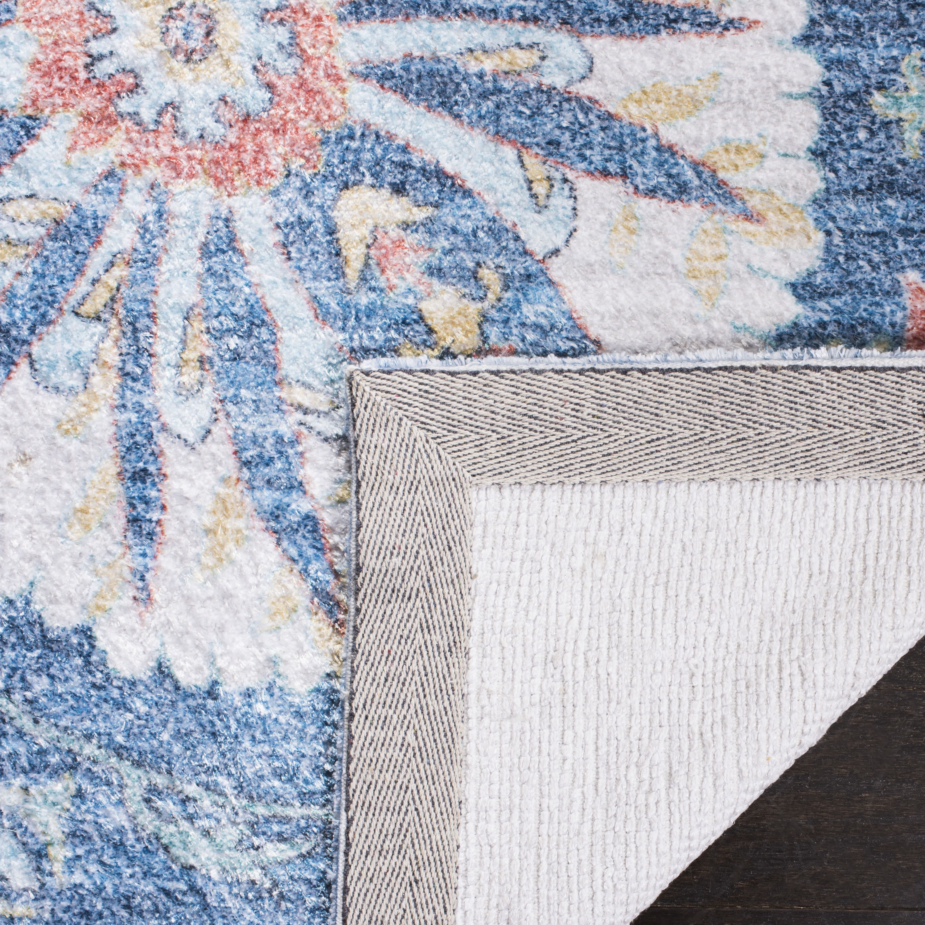 Handmade Saffron Blue & Cream Flatweave Wool-Cotton Blend Rug - 3' x 5'