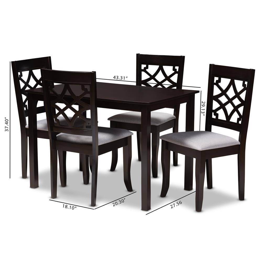 Mael Espresso Brown and Grey 5-Piece Oak Dining Set
