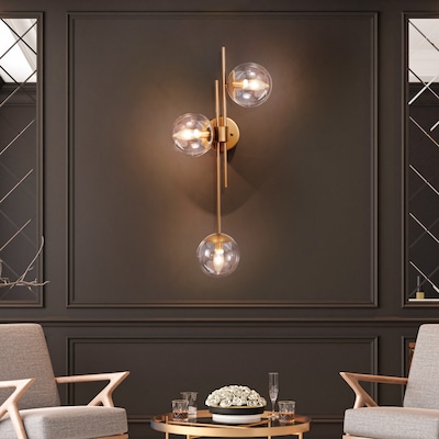 Lnc Ellan 12 In W 3 Light Gold Modern Contemporary Wall Sconce In The Wall Sconces Department At Lowes Com