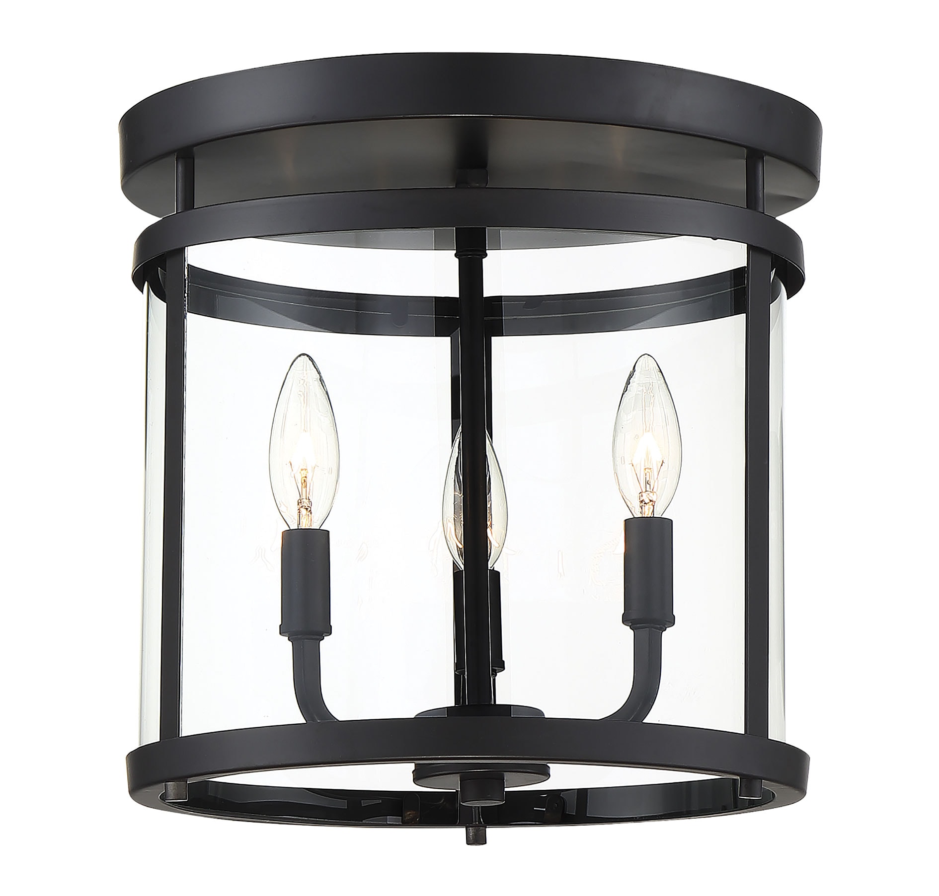 Penrose Matte Black 3-Light Semi-Flush Mount with Clear Glass