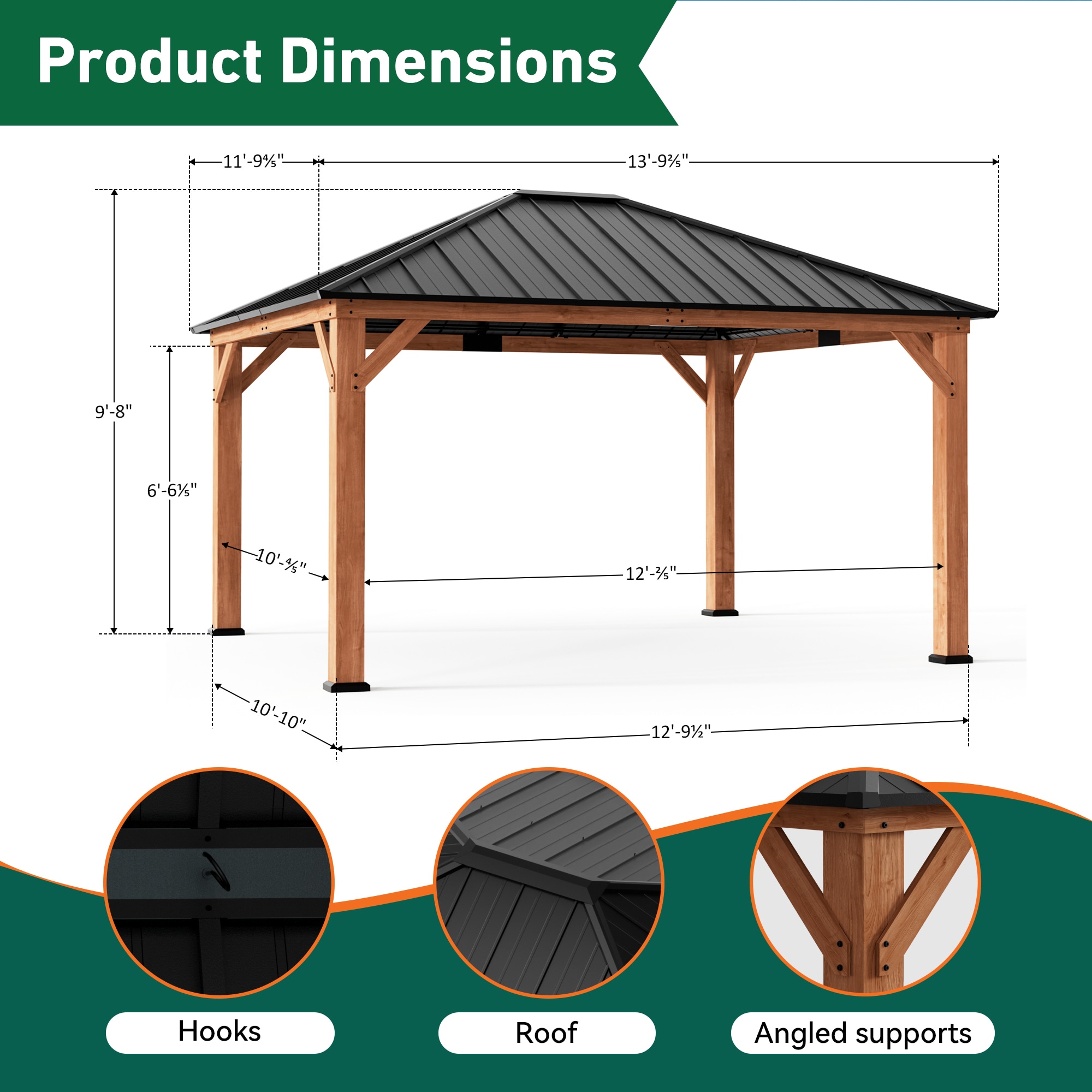 ELEVATE OUTDOORS IG10600047-1214 Wood-Resin-Gazebos - View #3