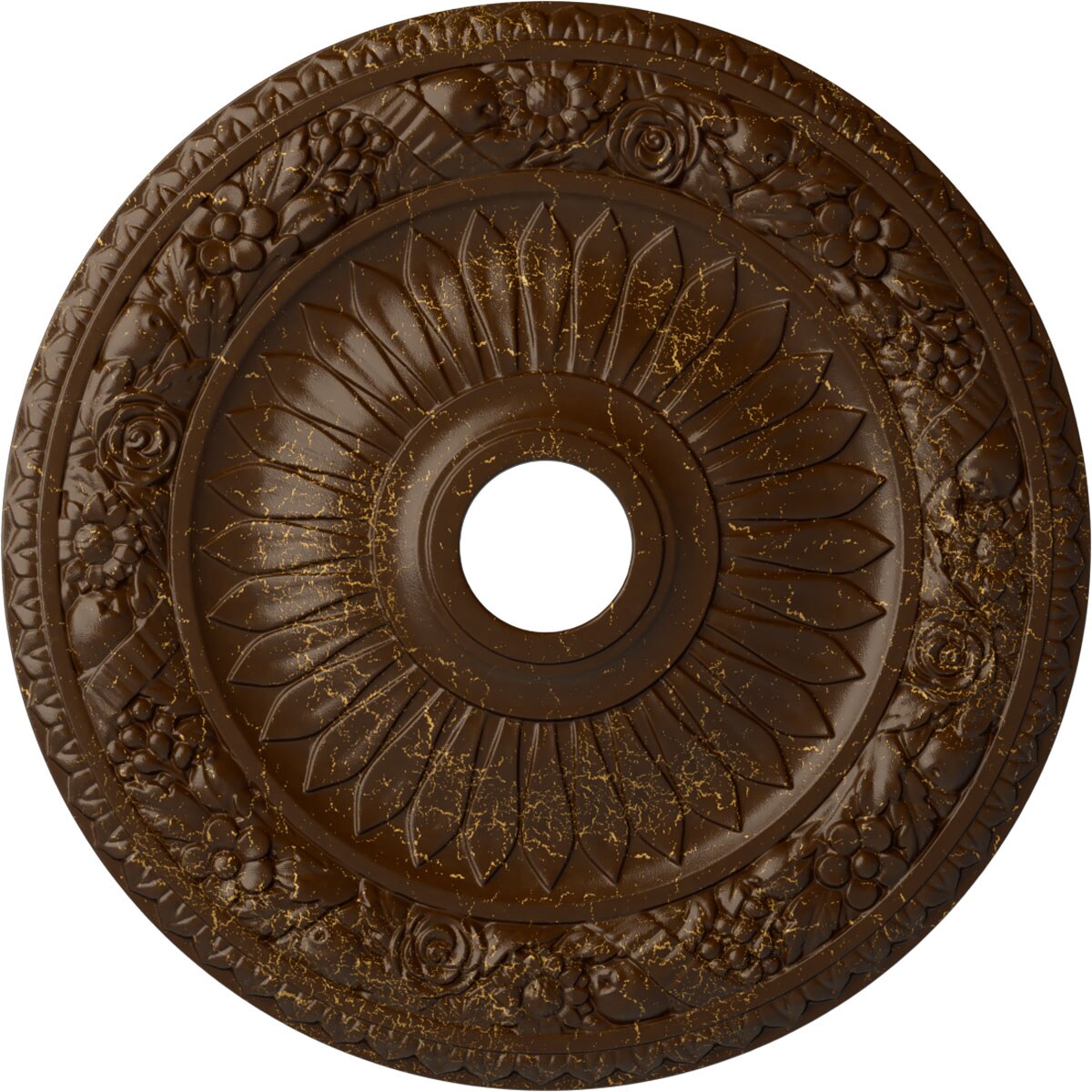 Ekena Millwork CM23BERBC Bellona 23.625-in W x 23.625-in L Painted Root Beer Crackle Polyurethane Whole Ceiling Medallion