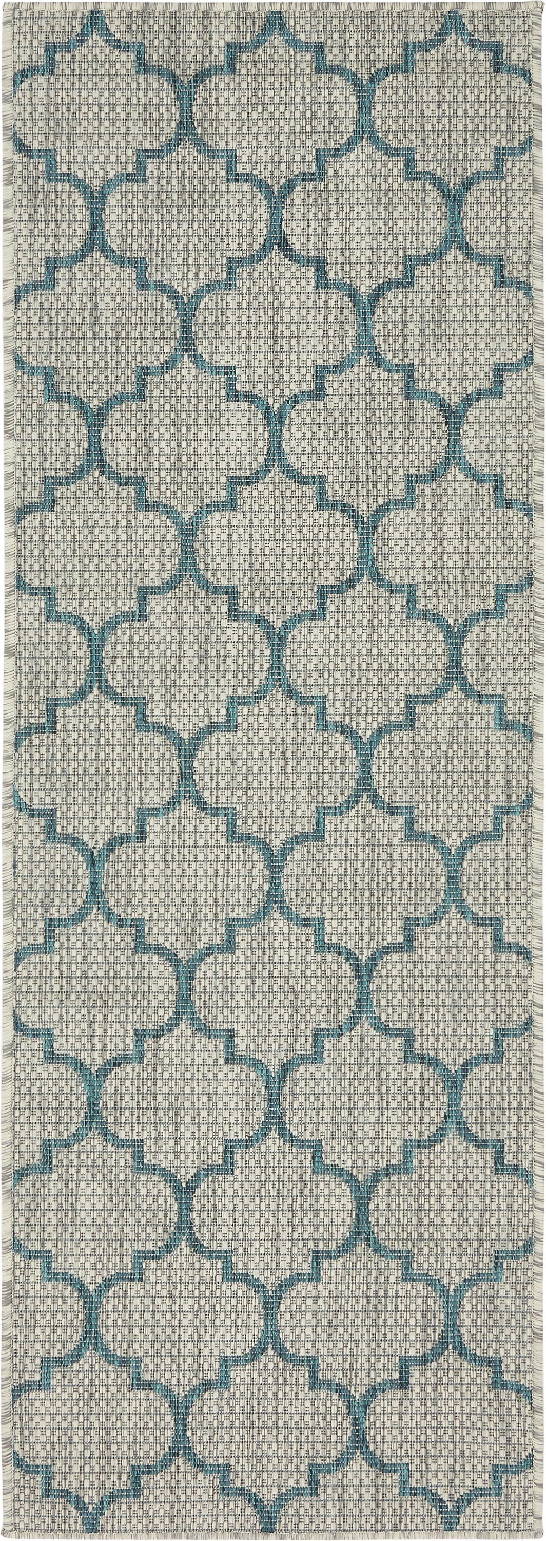 Unique Loom 3136827 Trellis Outdoor 2 x 6 (ft) Loomed Polypropylene Blue/Gray Rectangular Indoor/Outdoor Trellis Runner rug