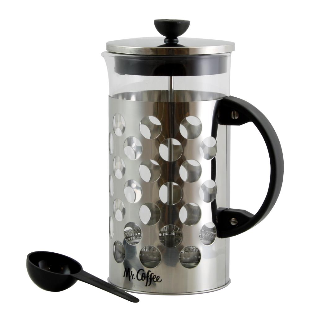 Mr Coffee Polka Dot Brew Coffee Press, Silver, 32 oz