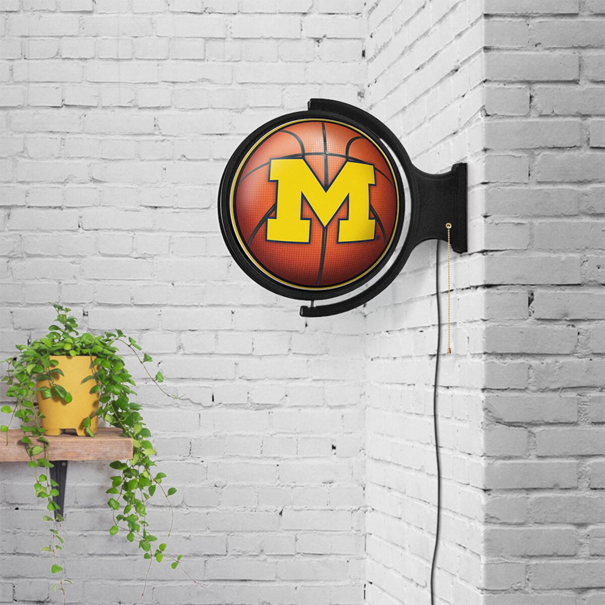 The Fan-Brand Michigan Wolverines Rotating Wall Lights 23-in Constant LED  Game Room Lighted Sign in the Lighted Signs department at