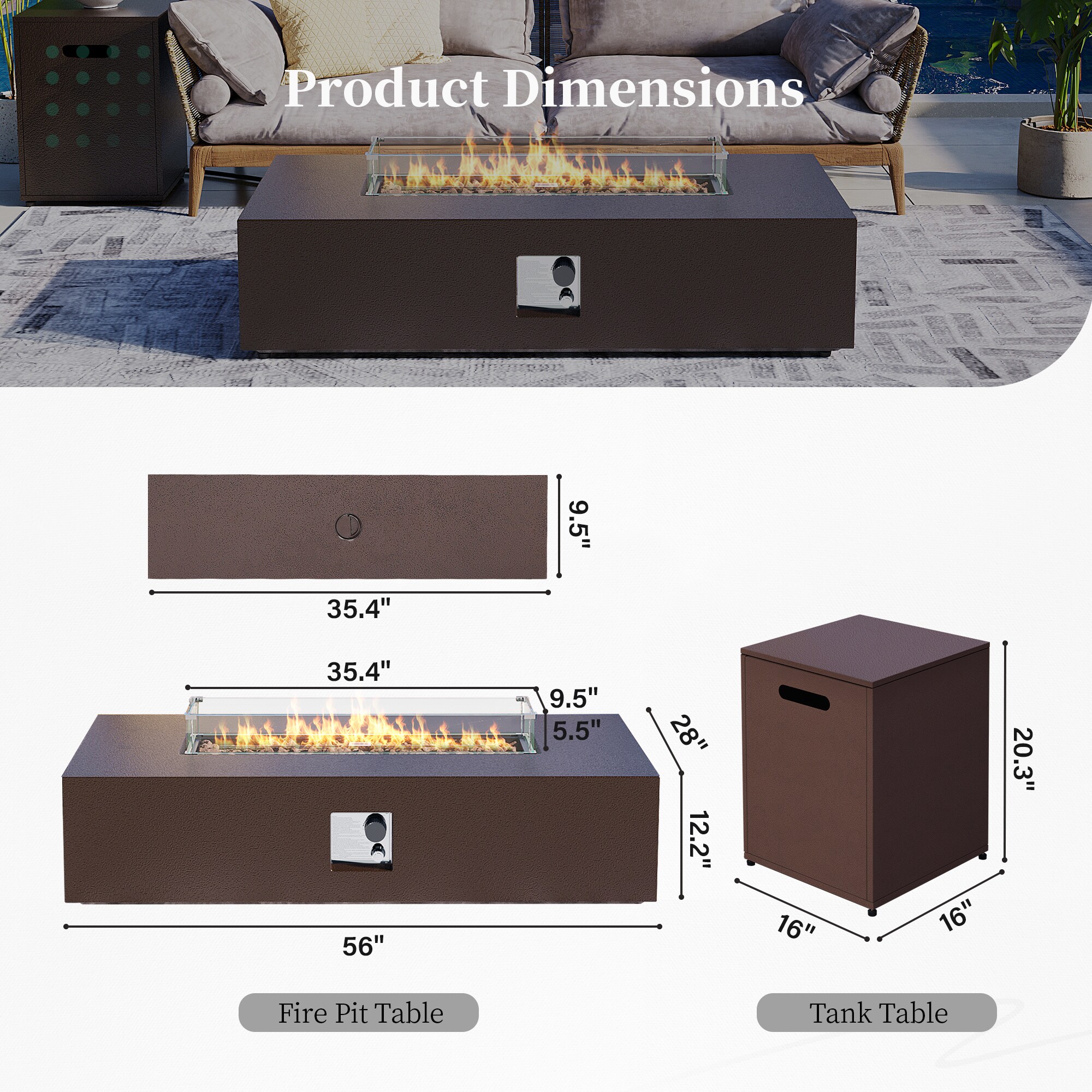 Patio Watcher 56TP-BROWN-BLZWST Outdoor-Gas-Firepits - View #4