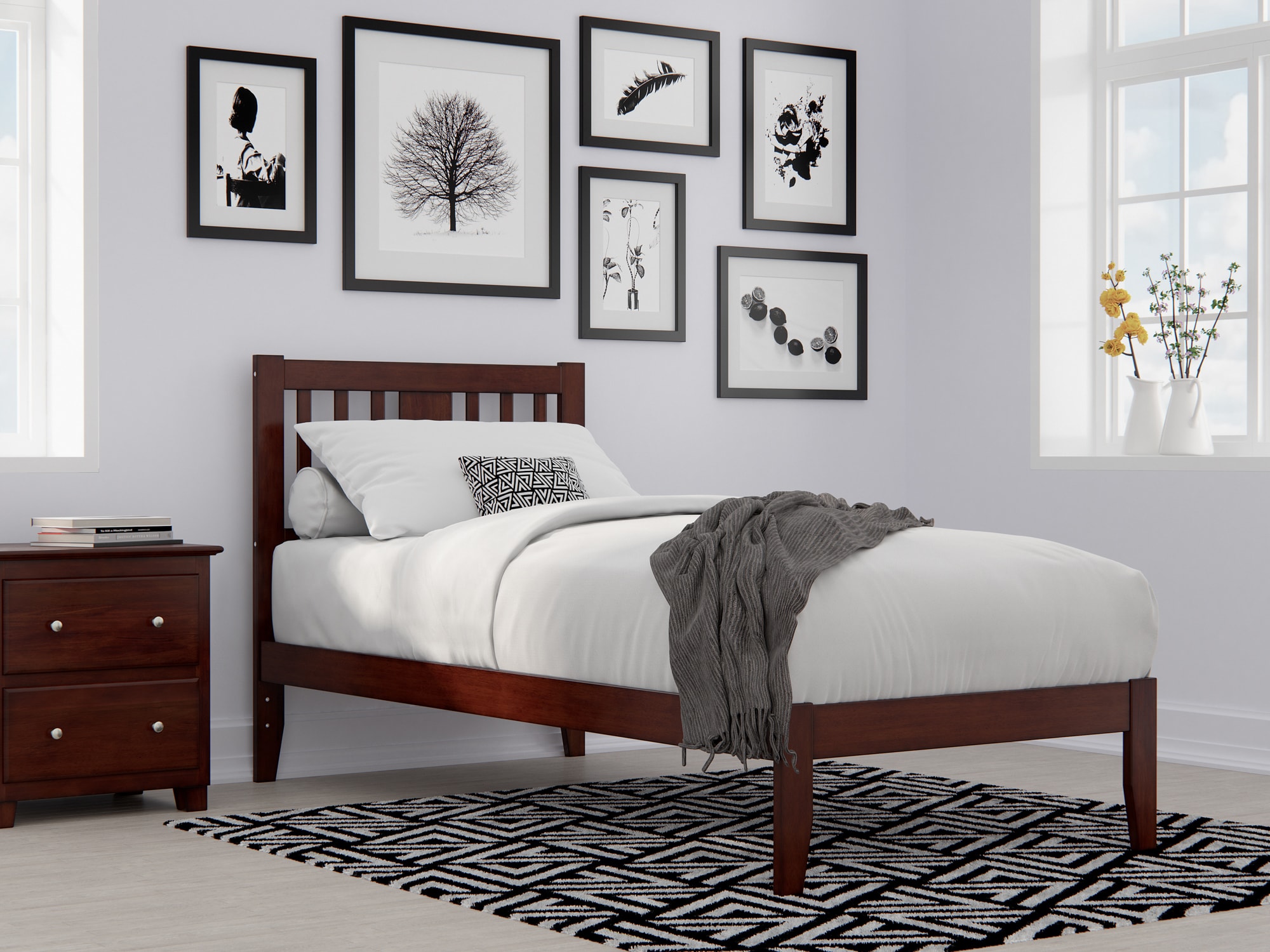 AFI Furnishings AG8910014 Tahoe Walnut Twin extra long Wood Platform Bed