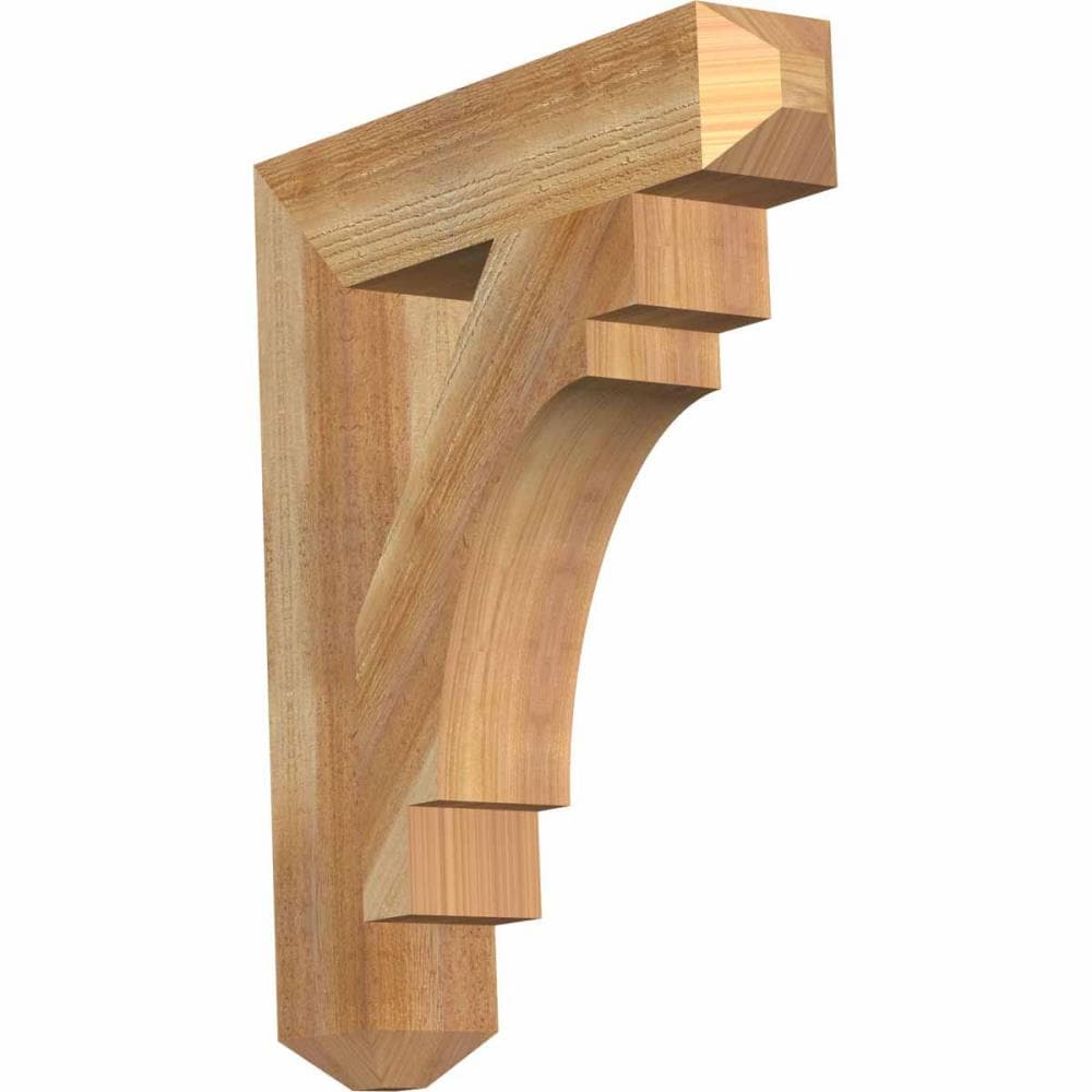 Ekena Millwork BKT04X20X24MRC04RWR Merced craftsman rough sawn 4-in x 20-in x 24-in Western red cedar Brown Wood Standard bracket