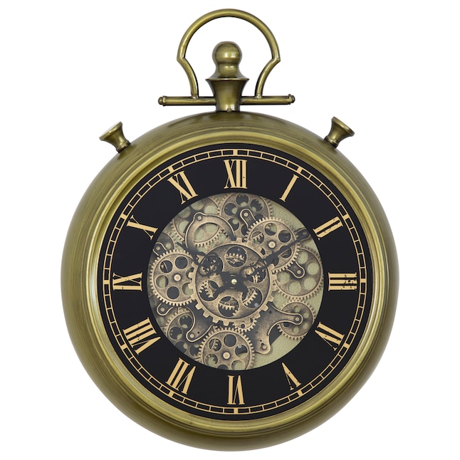 Yosemite Home Decor Simple Pocket Watch Gear Clock - Black/Gold Metal,  Oversized Round Wall Clock for Indoor Use, Traditional Style in the Clocks  department at