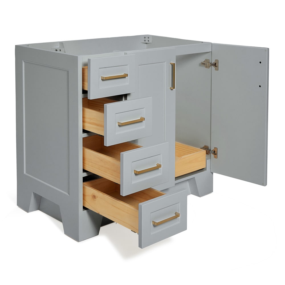 Taylor 36" Gray Freestanding Single Vanity Cabinet with Brass Hardware