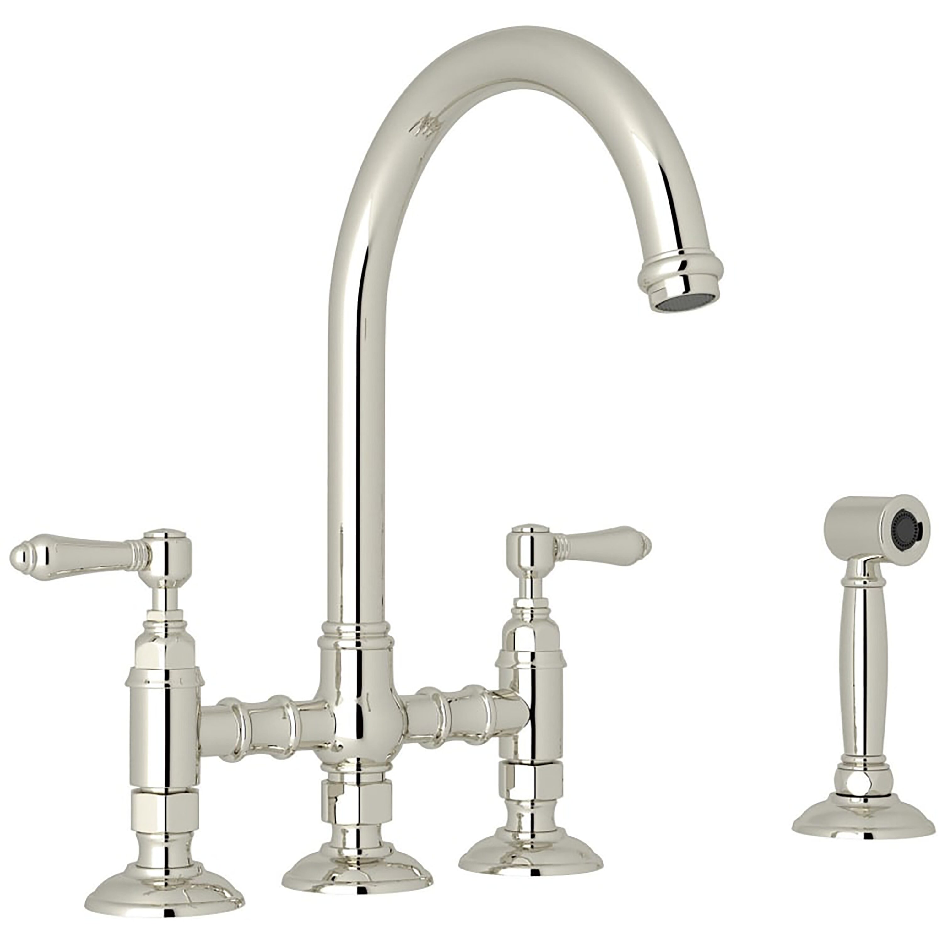 Rohl A1461LMWSPN-2 Polished Nickel Double Handle Deck-mount Kitchen Faucet ( Side Sprayer Included )