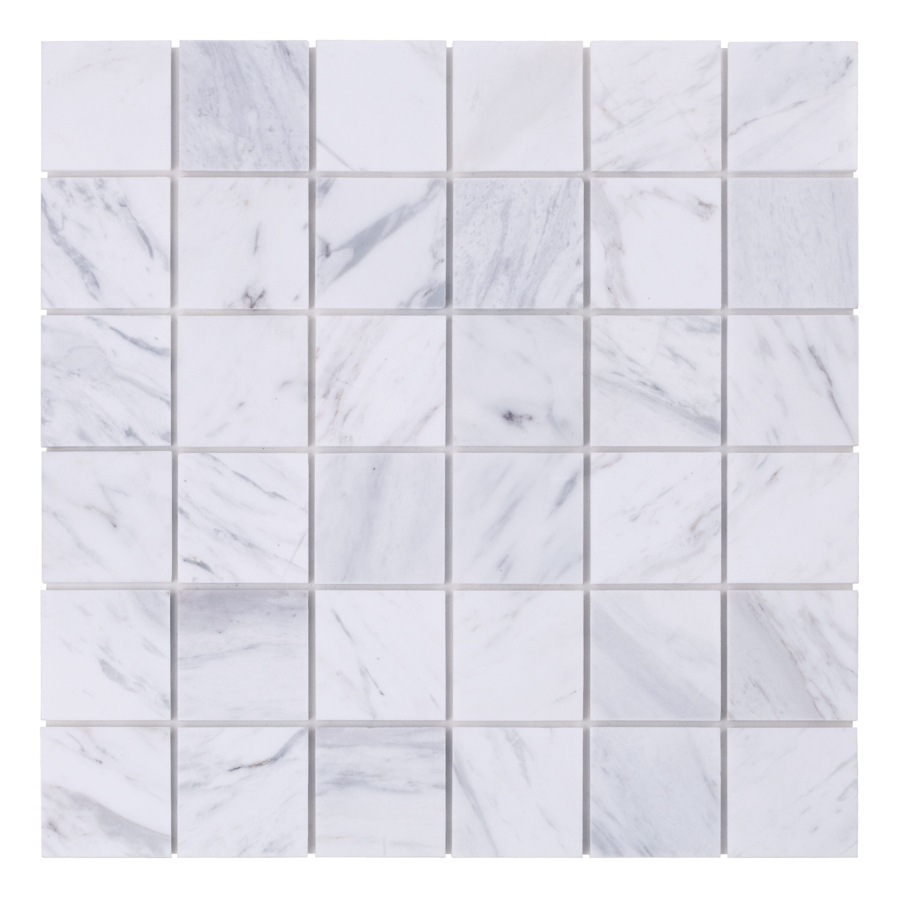 SpeedTiles SAM-IS000SNO572 Sample- White and Gray 4-in x 4-in Polished Marble Look Wall Tile