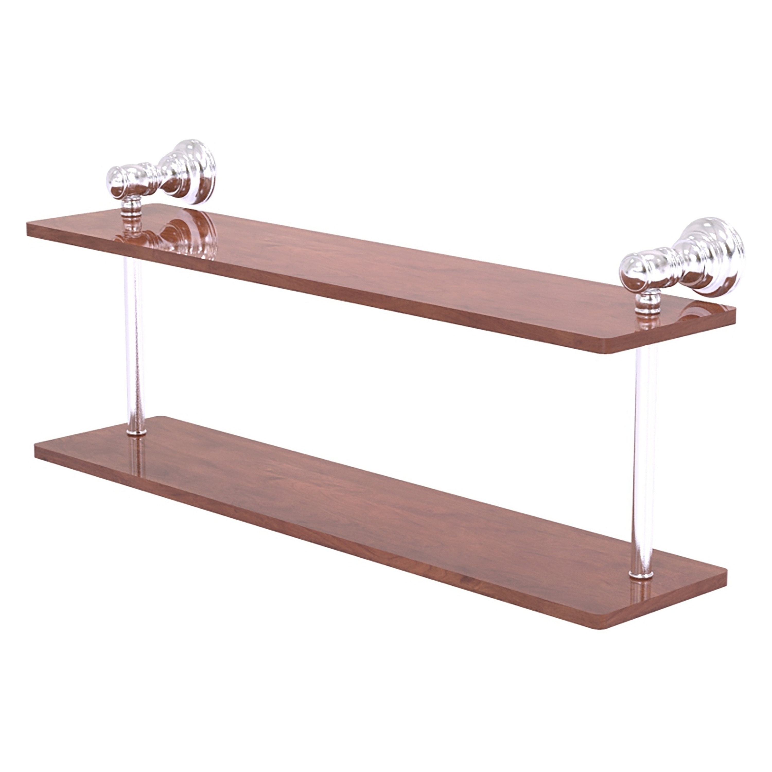 Allied Brass CL-2-22-IRW-SCH Carolina Satin Chrome 2 -Tier Wall mount Bathroom Shelf ( 22-in x 9.2-in x 5-in )