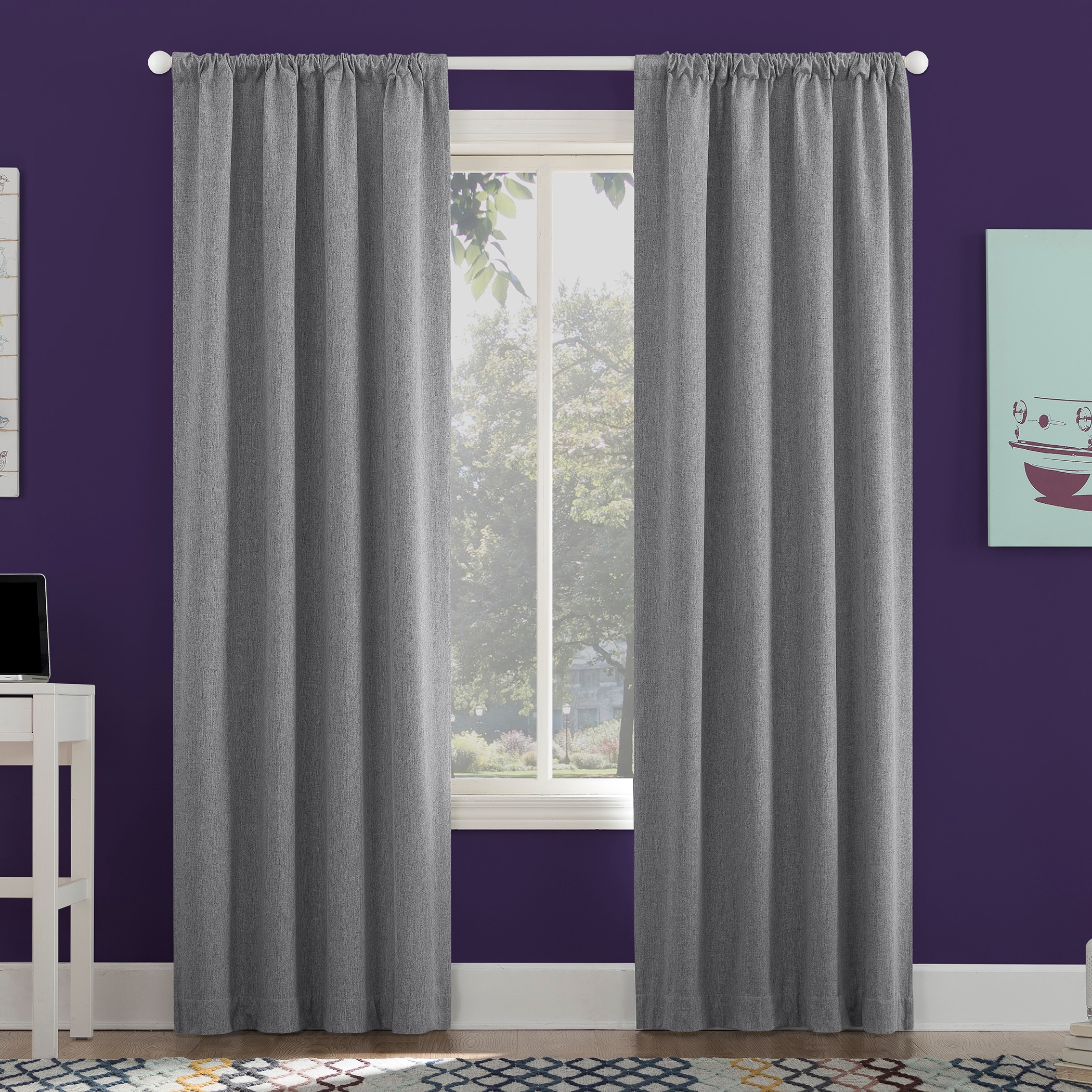 Sun Zero 59903 84-Inches Sterling Blackout Standard lined Rod pocket Single curtain panel