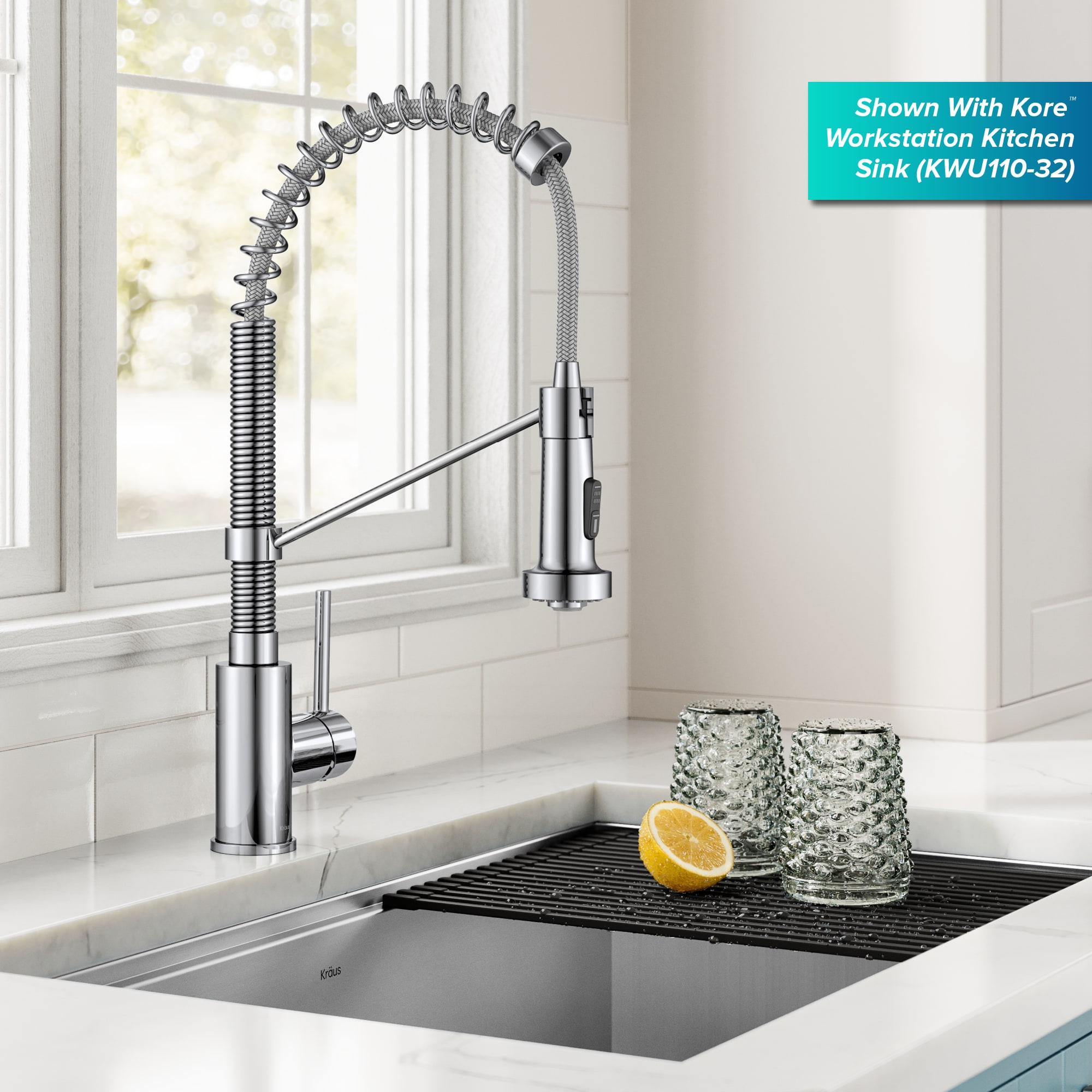 Chrome Commercial Style Pull-Down Kitchen Faucet with Pull-out Spray